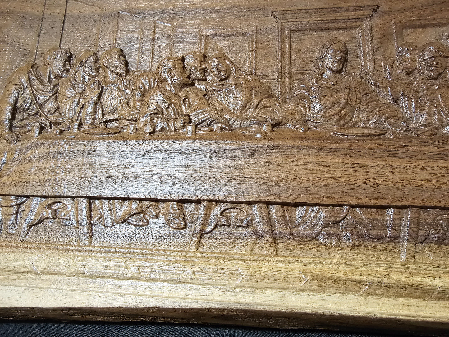 Last Supper Engraved on Live Edge Walnut