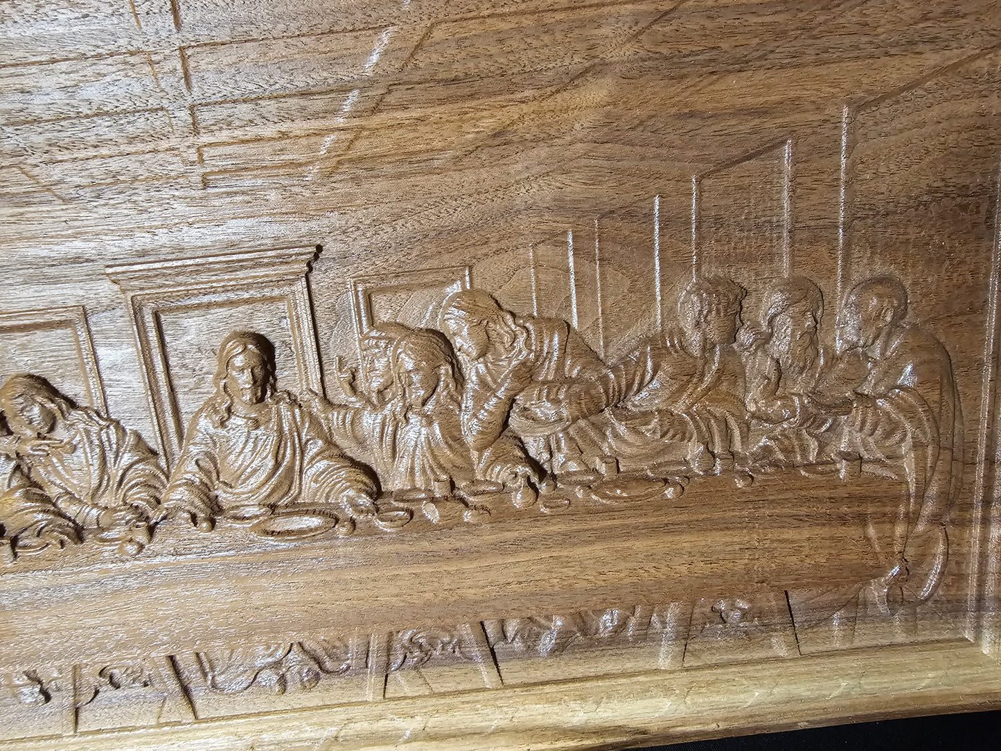 Last Supper Engraved on Live Edge Walnut