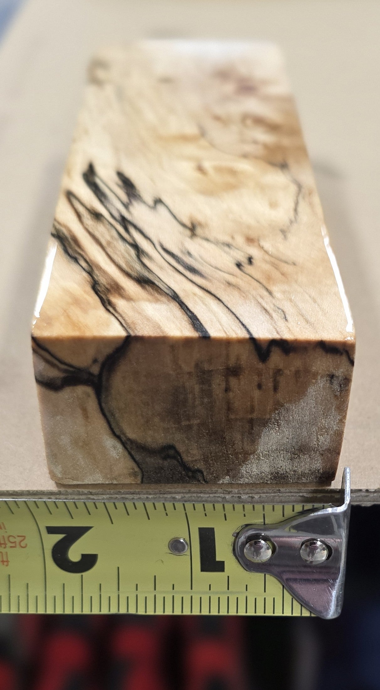 Stabilized Figured Maple Wood Blank - 6" x 1-7/8" x 2"
