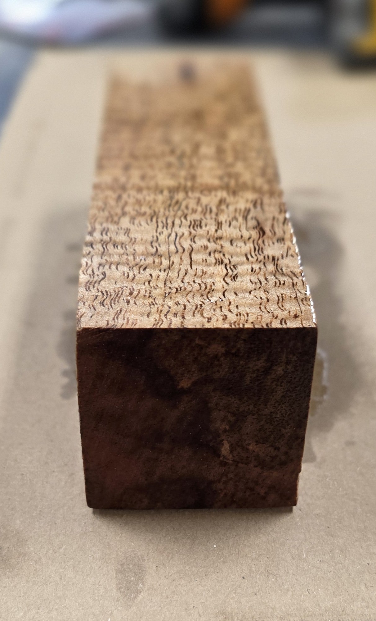 Stabilized Curly Mango Wood Blank - 6" x 1-3/4" x 2"
