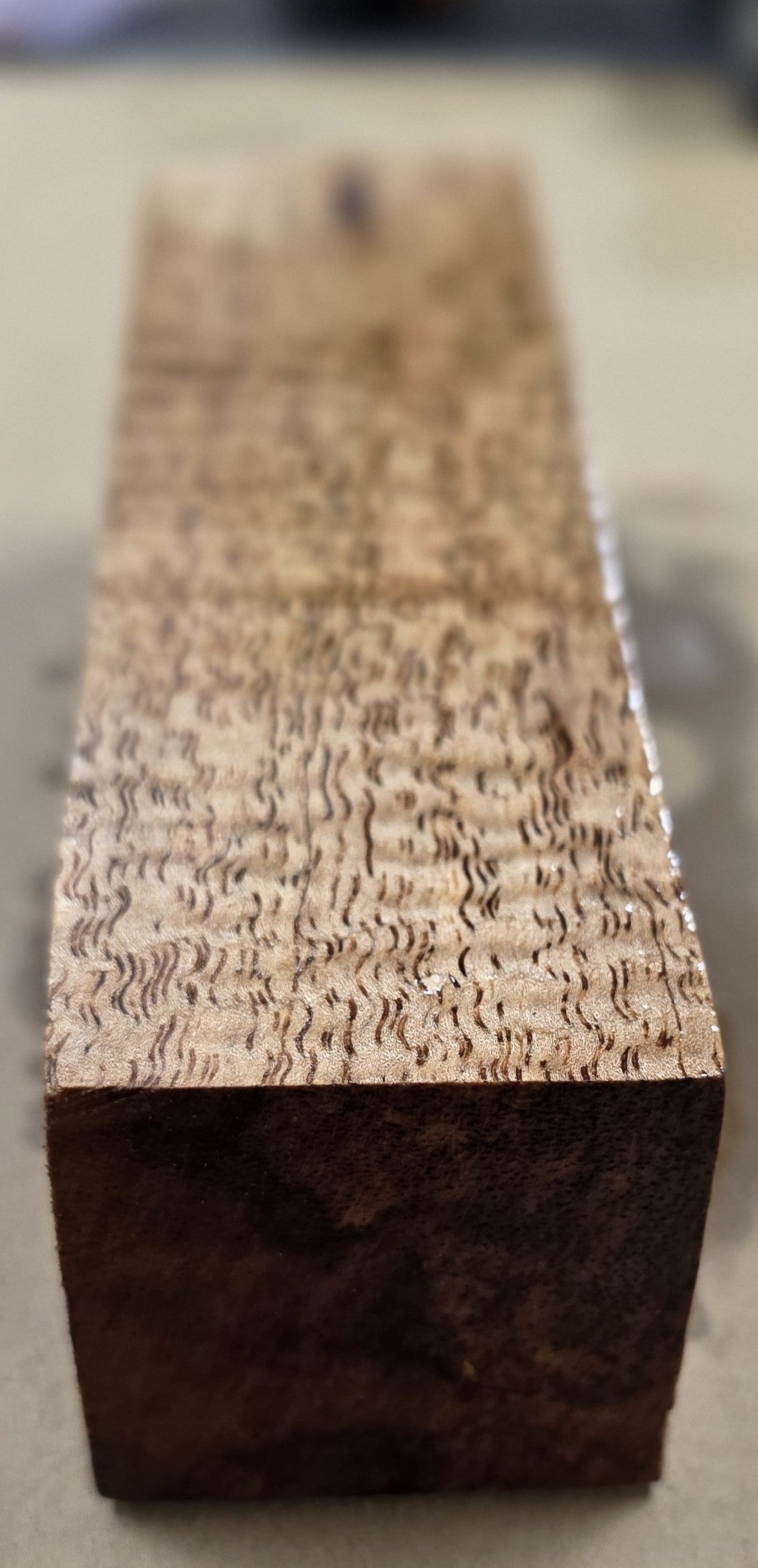Stabilized Curly Mango Wood Blank - 6" x 1-3/4" x 2"