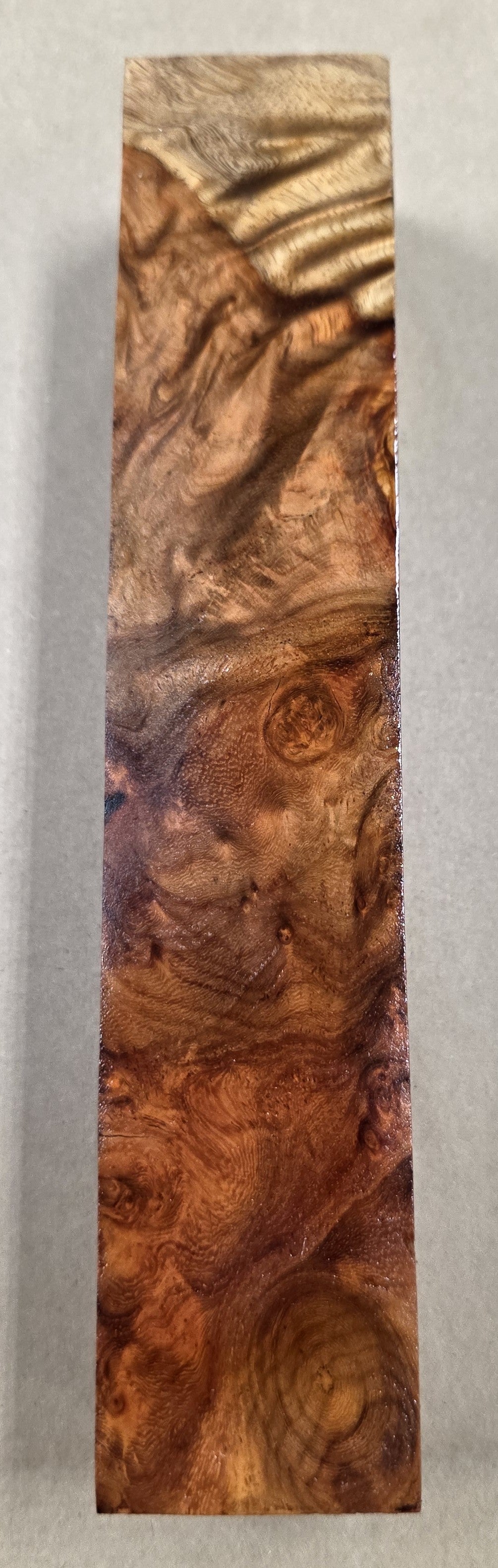 Stabilized Amboyna Burl Wood Blank #1 - 5" x 1-1/2" x 1-1/2"