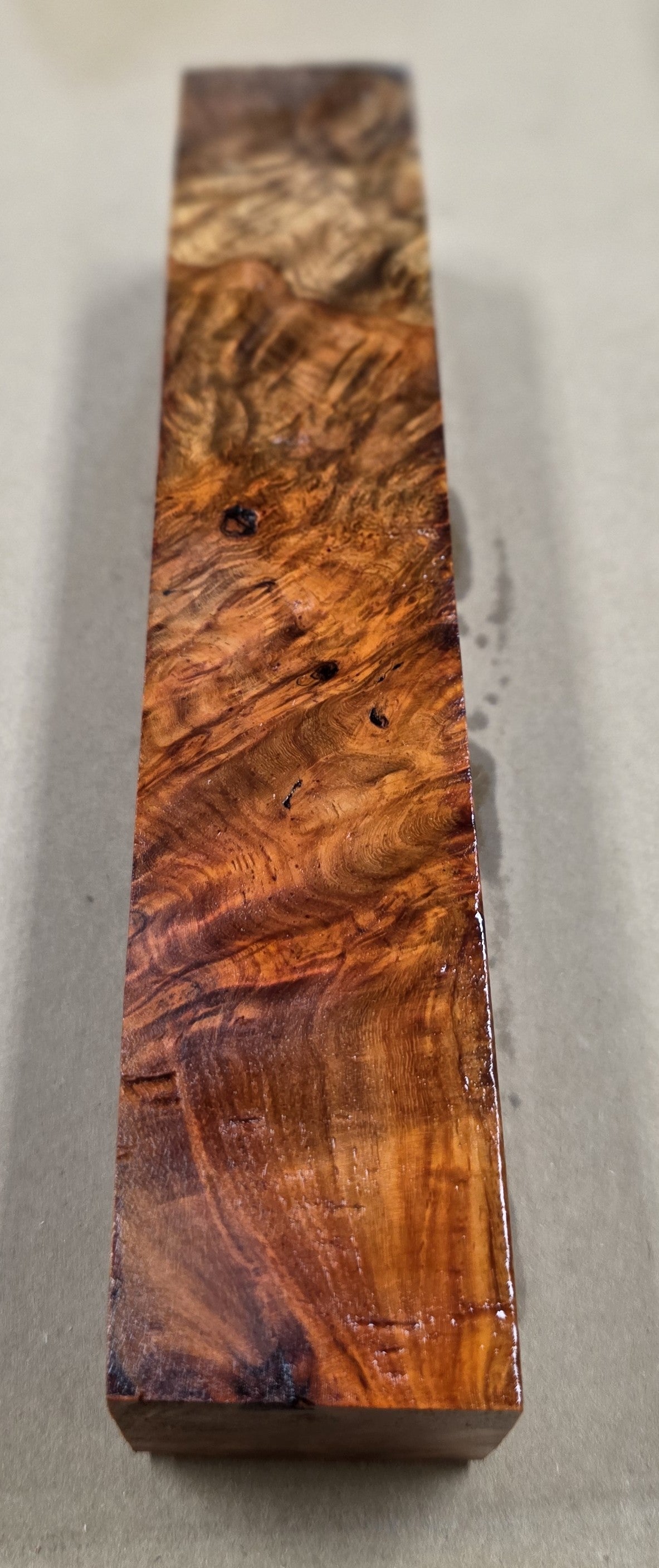 Stabilized Amboyna Burl Wood Blank #1 - 5" x 1-1/2" x 1-1/2"