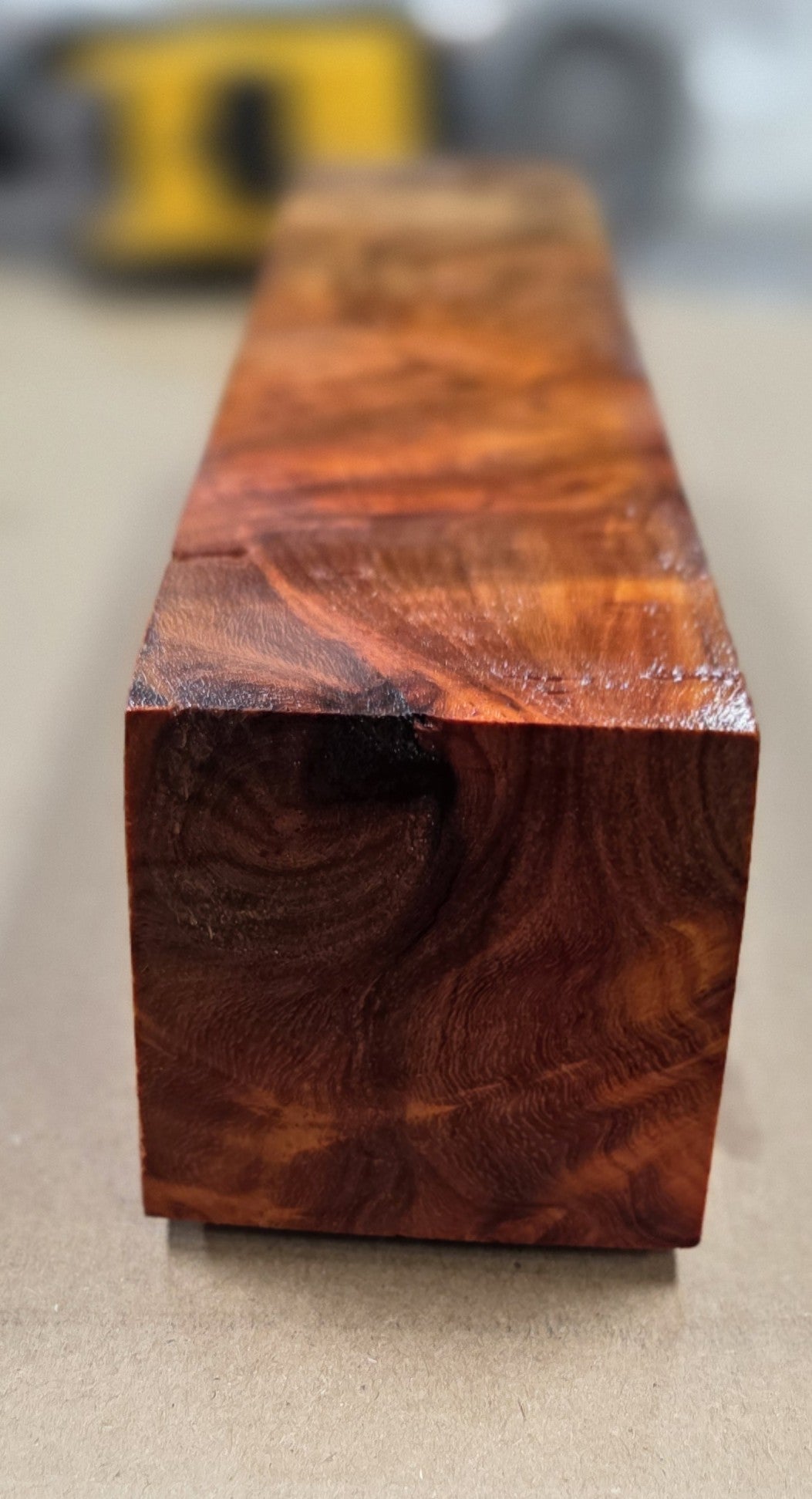 Stabilized Amboyna Burl Wood Blank #1 - 5" x 1-1/2" x 1-1/2"