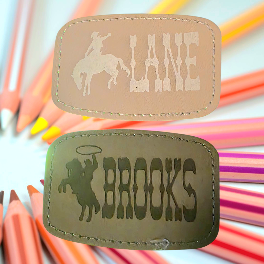 Personalized Iron on Leatherette Patch | 10 colors