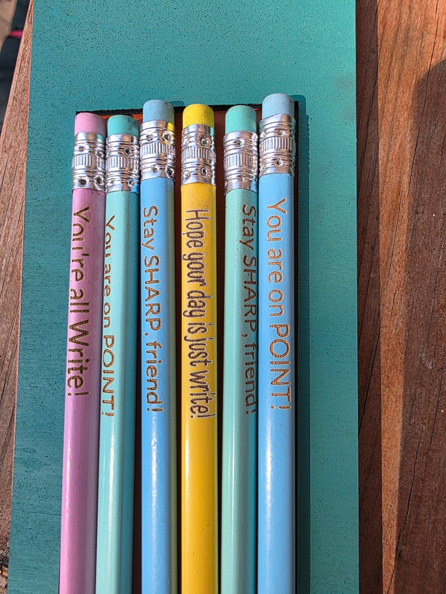 Personalized Pencils | Optional Wooden Holder | Motivational Phrases| 3 shapes | Lots of color options||