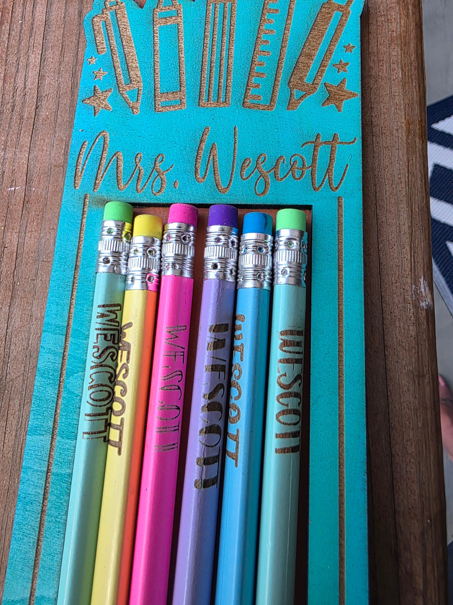 Personalized Pencils | Optional Wooden Holder | Motivational Phrases| 3 shapes | Lots of color options||