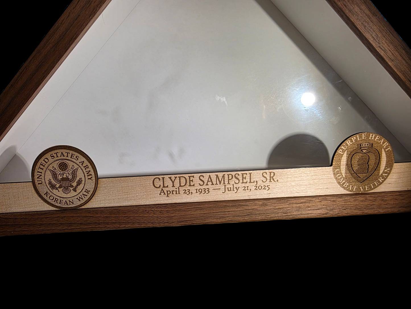 Personalized Memorial Folded Flag Case - Custom Engraved Military Tribute