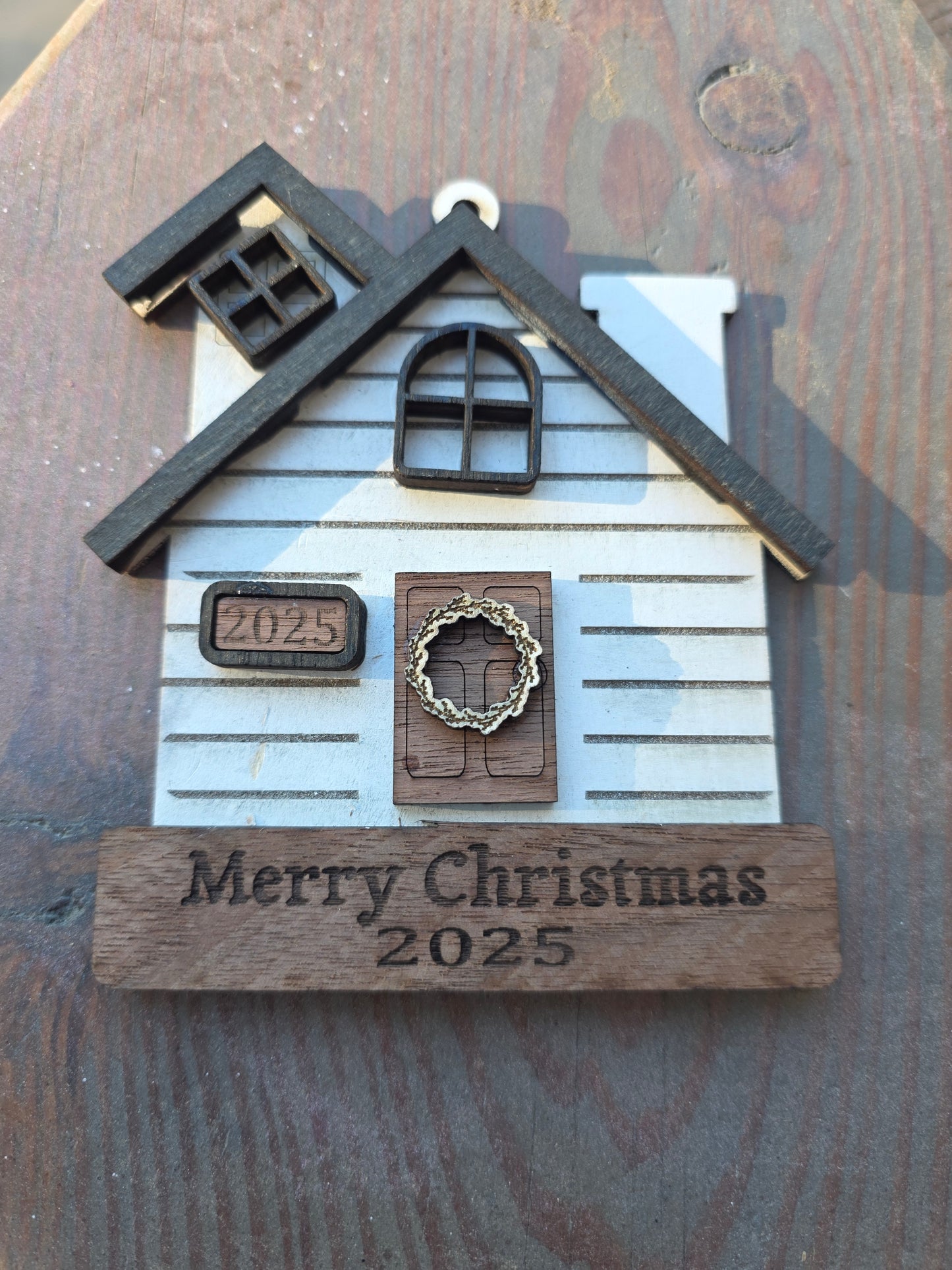 Personalized Wooden House Christmas Ornament – First Christmas in New Home Keepsake