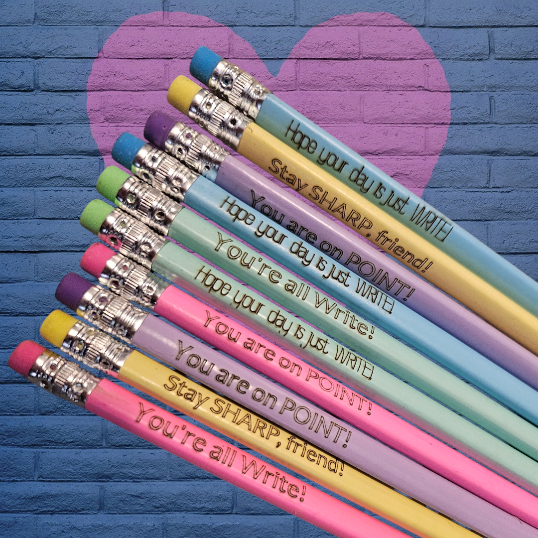 Personalized Pencils | Optional Wooden Holder | Motivational Phrases| 3 shapes | Lots of color options||