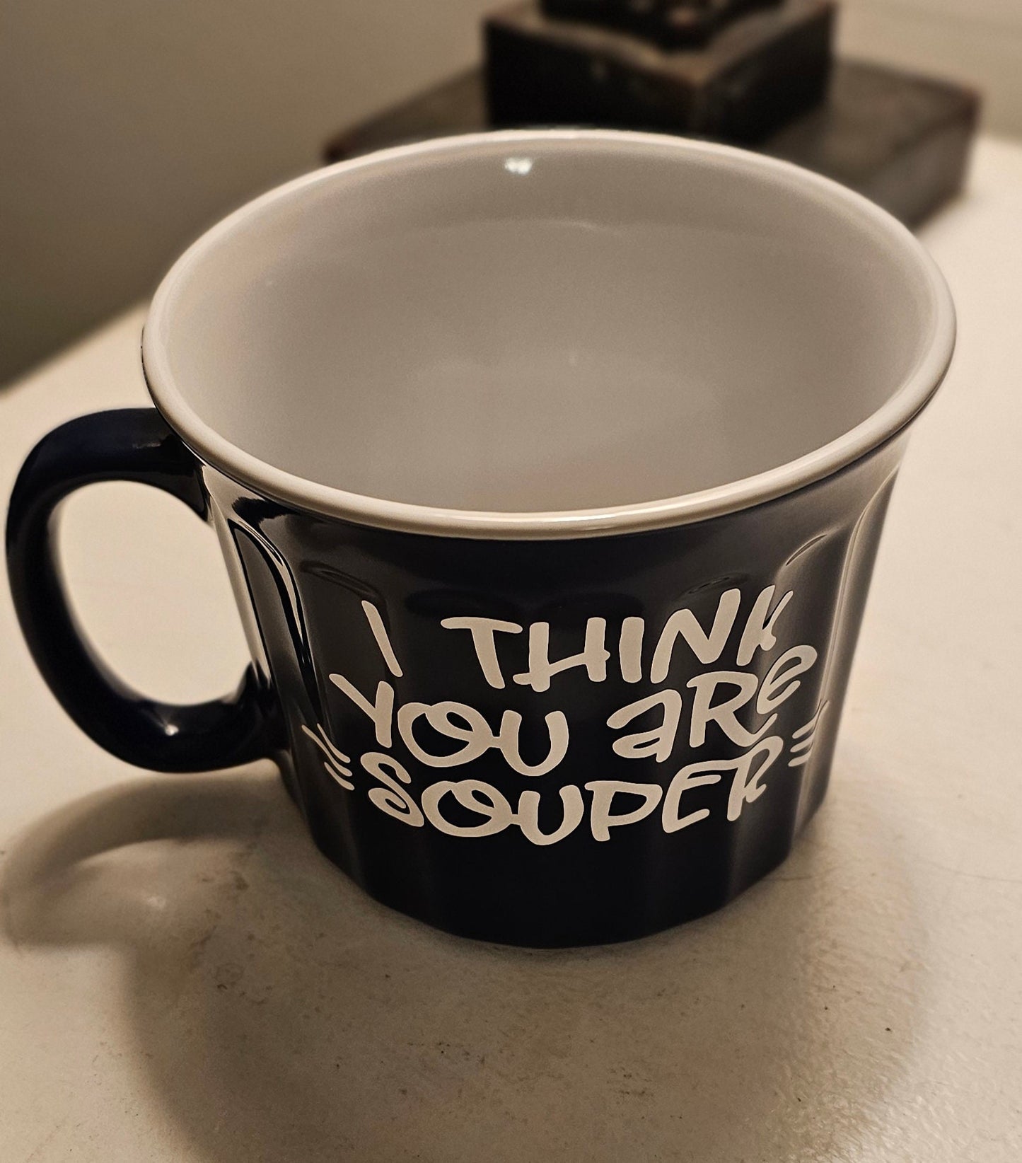 Soup Mug with Handles, I Think You're Souper, Ceramic Soup Bowl, 22 oz Bowl with Handles