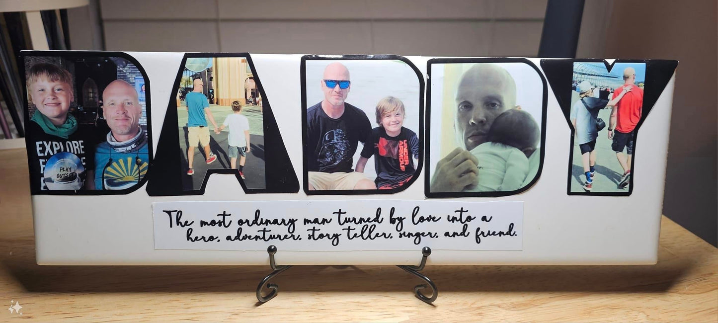 Gift for Dad, Personalized Portrait Letters 12 x 4 in subway tile Customizable Heartfelt Gift