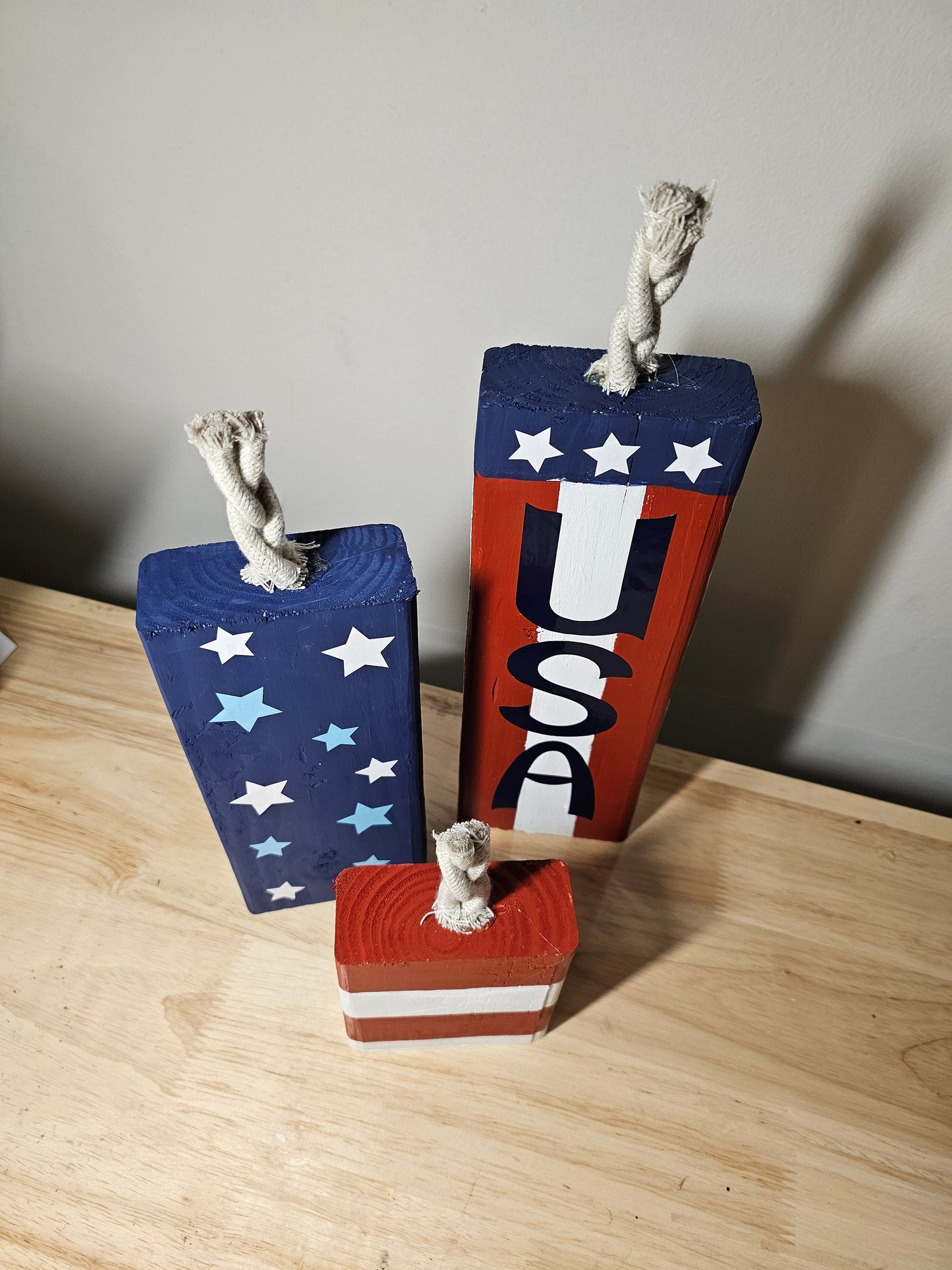 Set of 3 Wooden Firecrackers Fireworks