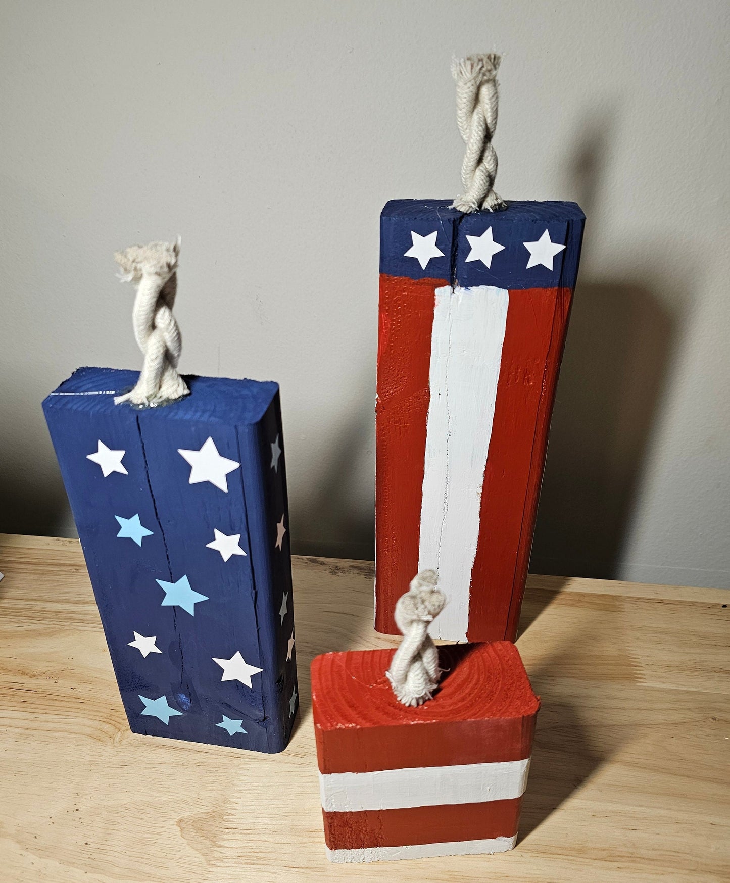 Set of 3 Wooden Firecrackers Fireworks
