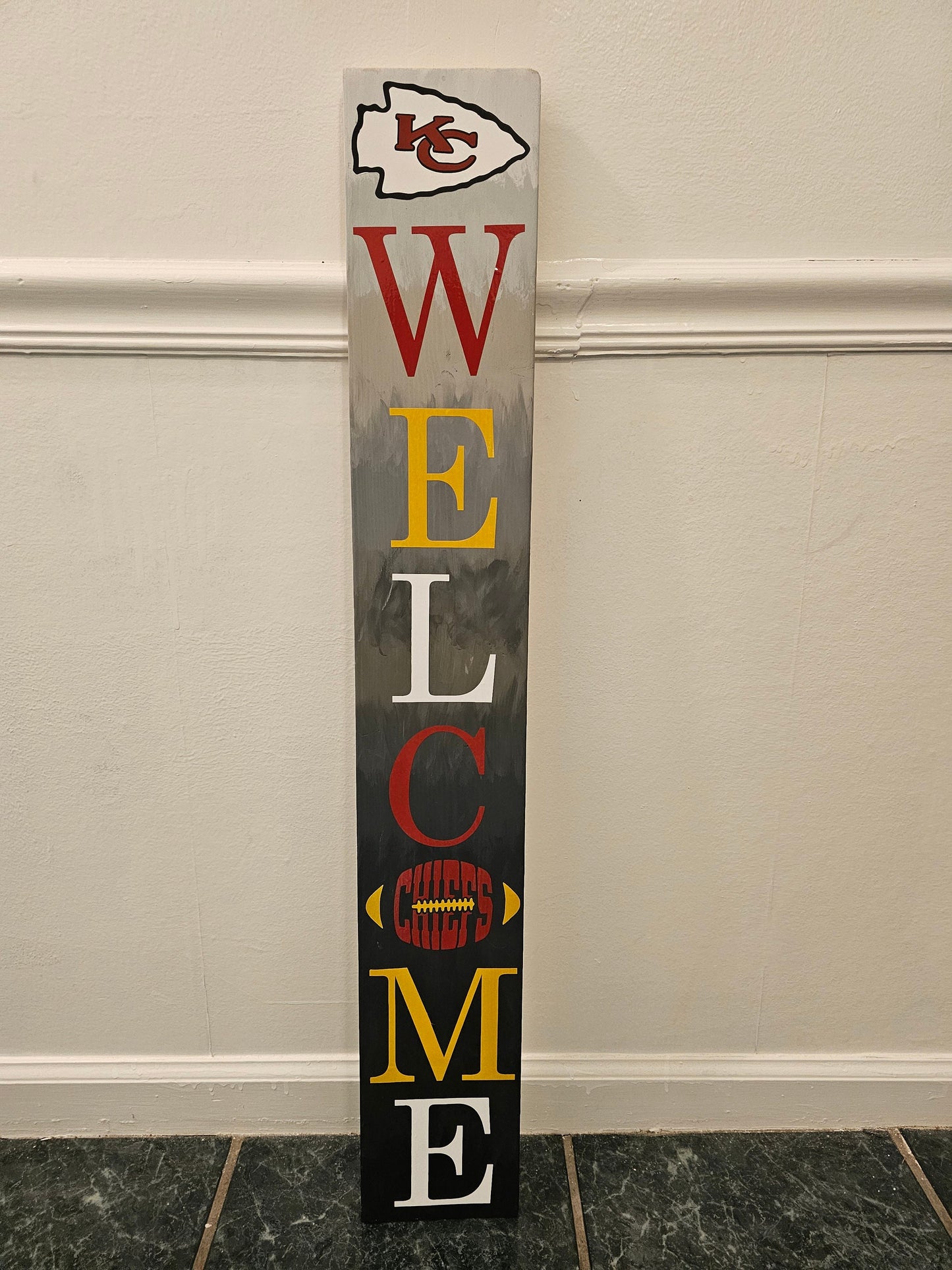 Welcome Sign KC Chiefs Porch Leaner with 5 Design Options & 3 Sizes -
