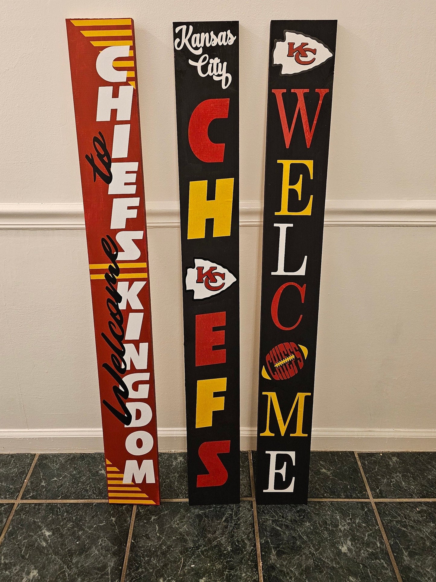 Welcome Sign KC Chiefs Porch Leaner with 5 Design Options & 3 Sizes -