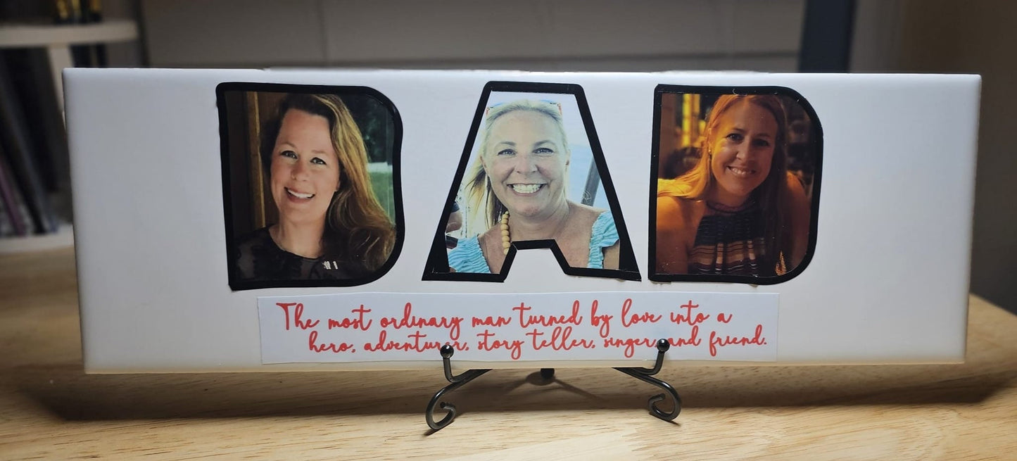 Gift for Dad, Personalized Portrait Letters 12 x 4 in subway tile Customizable Heartfelt Gift