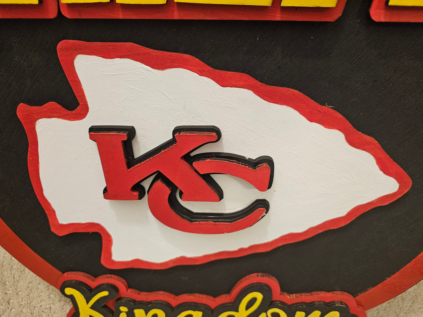 Kansas City Chiefs Door Hanger Decor - Hand Painted Wooden Sign, Football Fan Gift, Team Spirit Home Wall Art