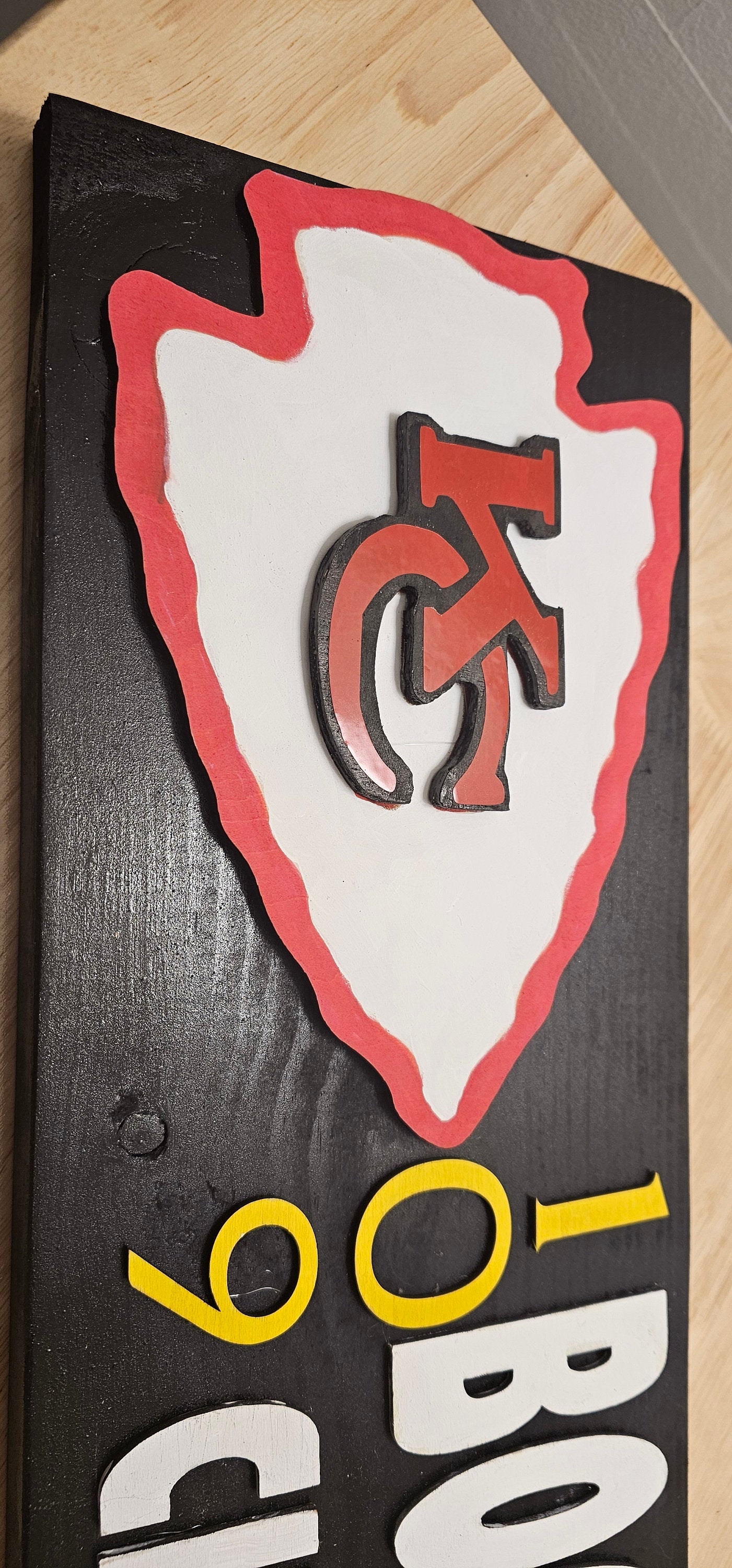 Kansas City Chiefs Home Decor, Wooden Address Sign, Chiefs Decorations, Kansas City Chiefs Wooden Plaque, 8in inches by 18 inches