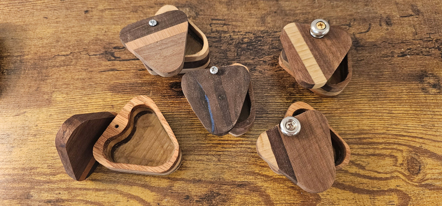 Handcrafted Wooden Guitar Pick Case: Musician's Trinket Box and