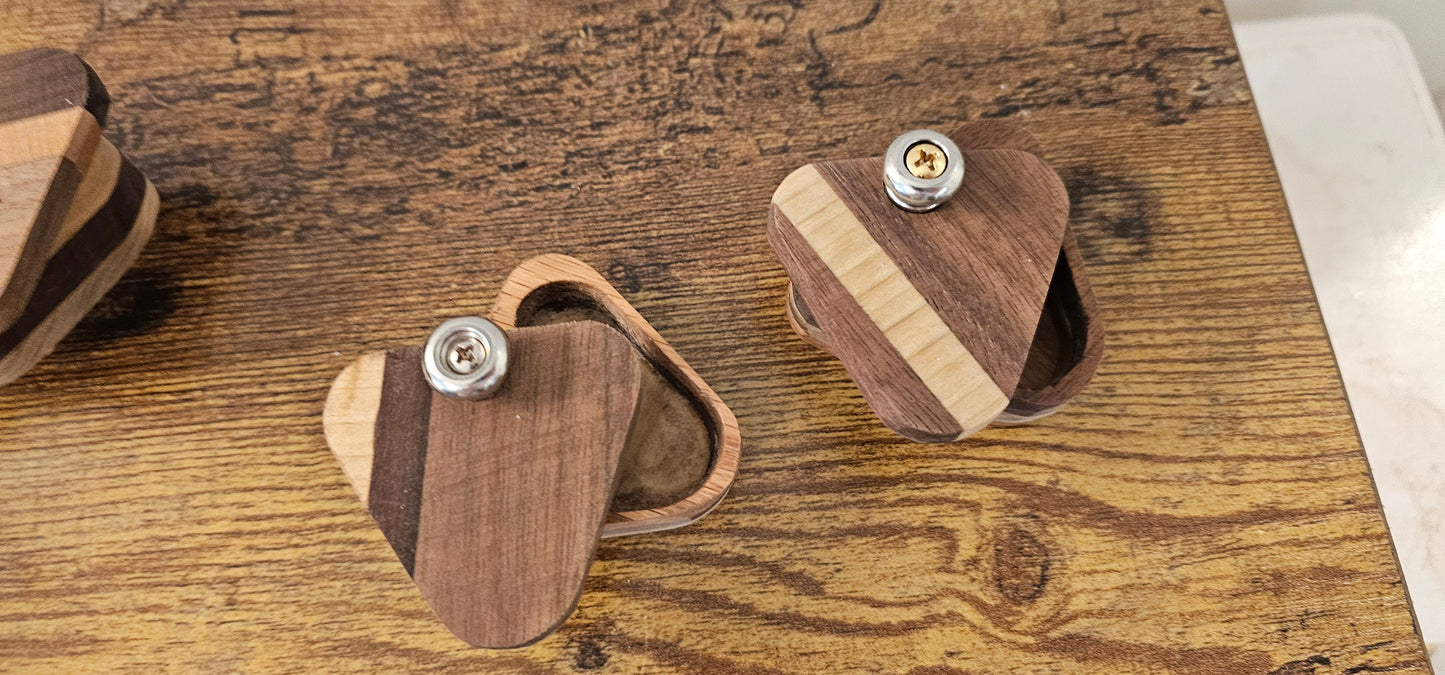 Handcrafted Wooden Guitar Pick Case: Musician's Trinket Box and