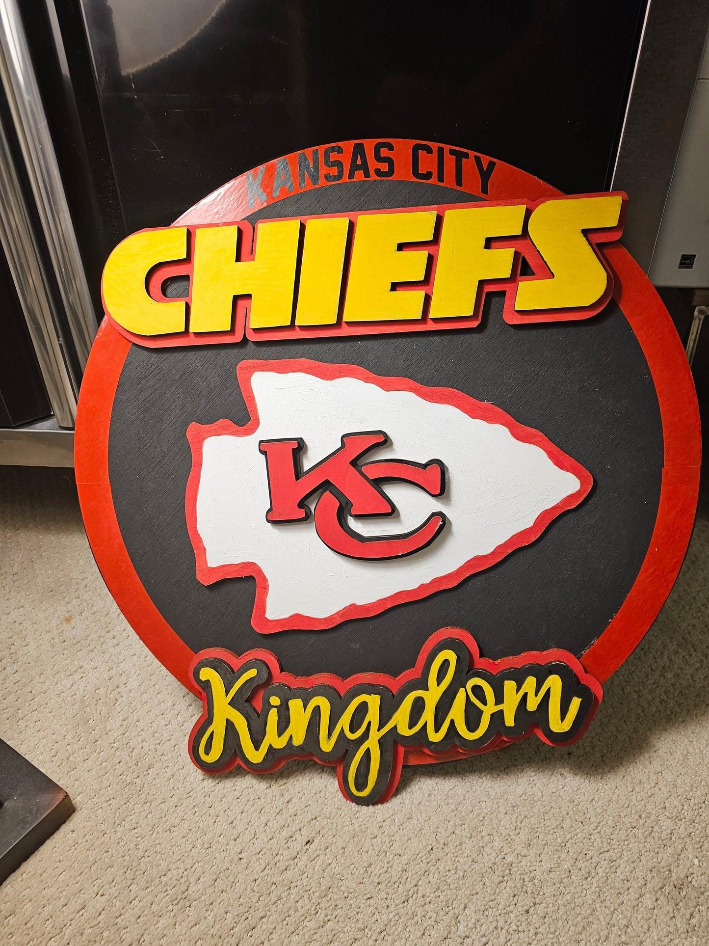 Kansas City Chiefs Door Hanger Decor - Hand Painted Wooden Sign, Football Fan Gift, Team Spirit Home Wall Art