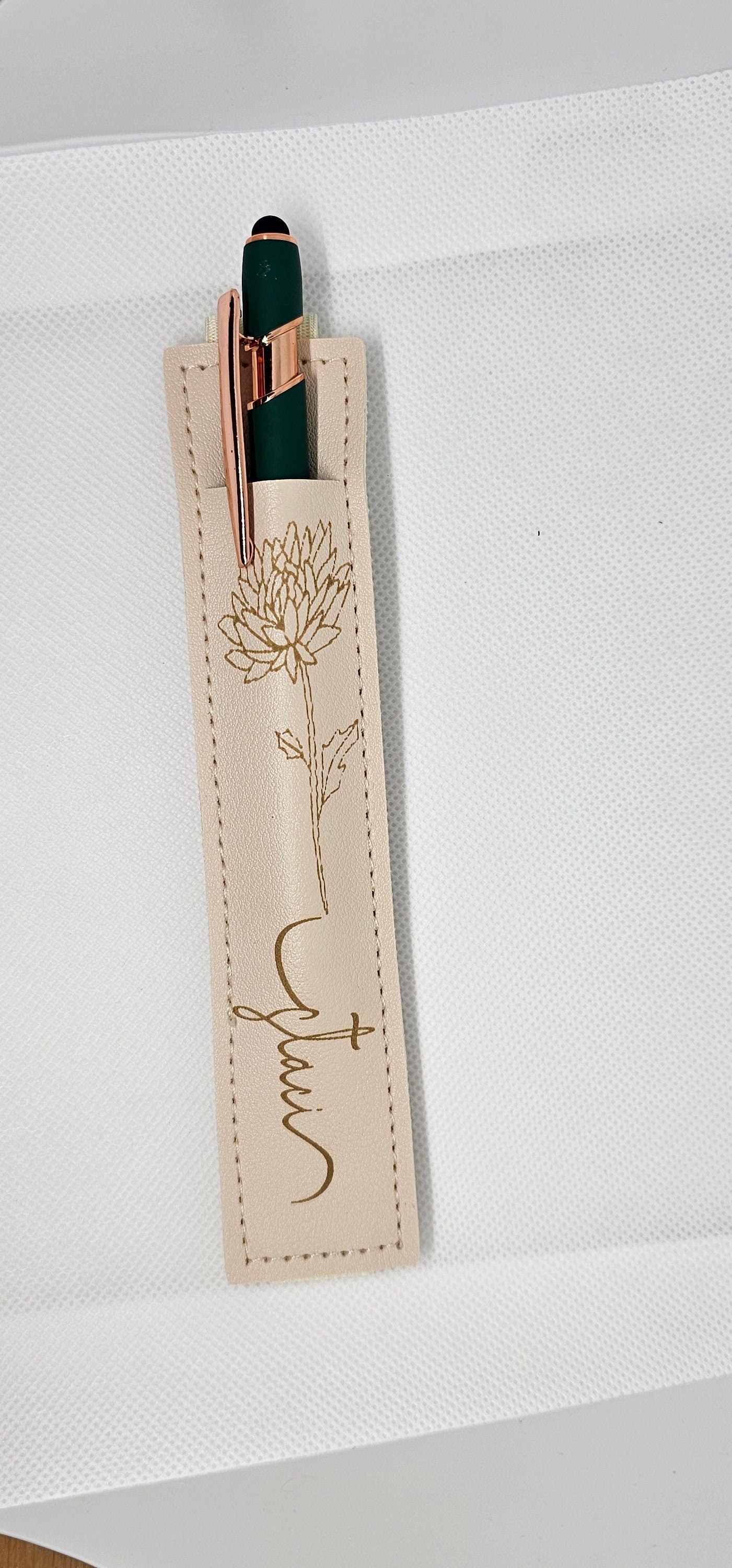 Stylus Holder, Pen Holder, Chic Personalized Faux Leather with elastic band to go around any ipad tablet, teacher gift, coworker gift