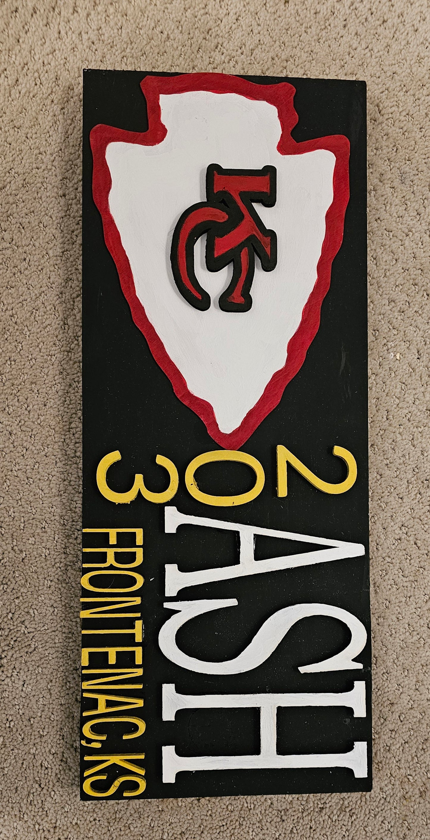 Kansas City Chiefs Home Decor, Wooden Address Sign, Chiefs Decorations, Kansas City Chiefs Wooden Plaque, 8in inches by 18 inches