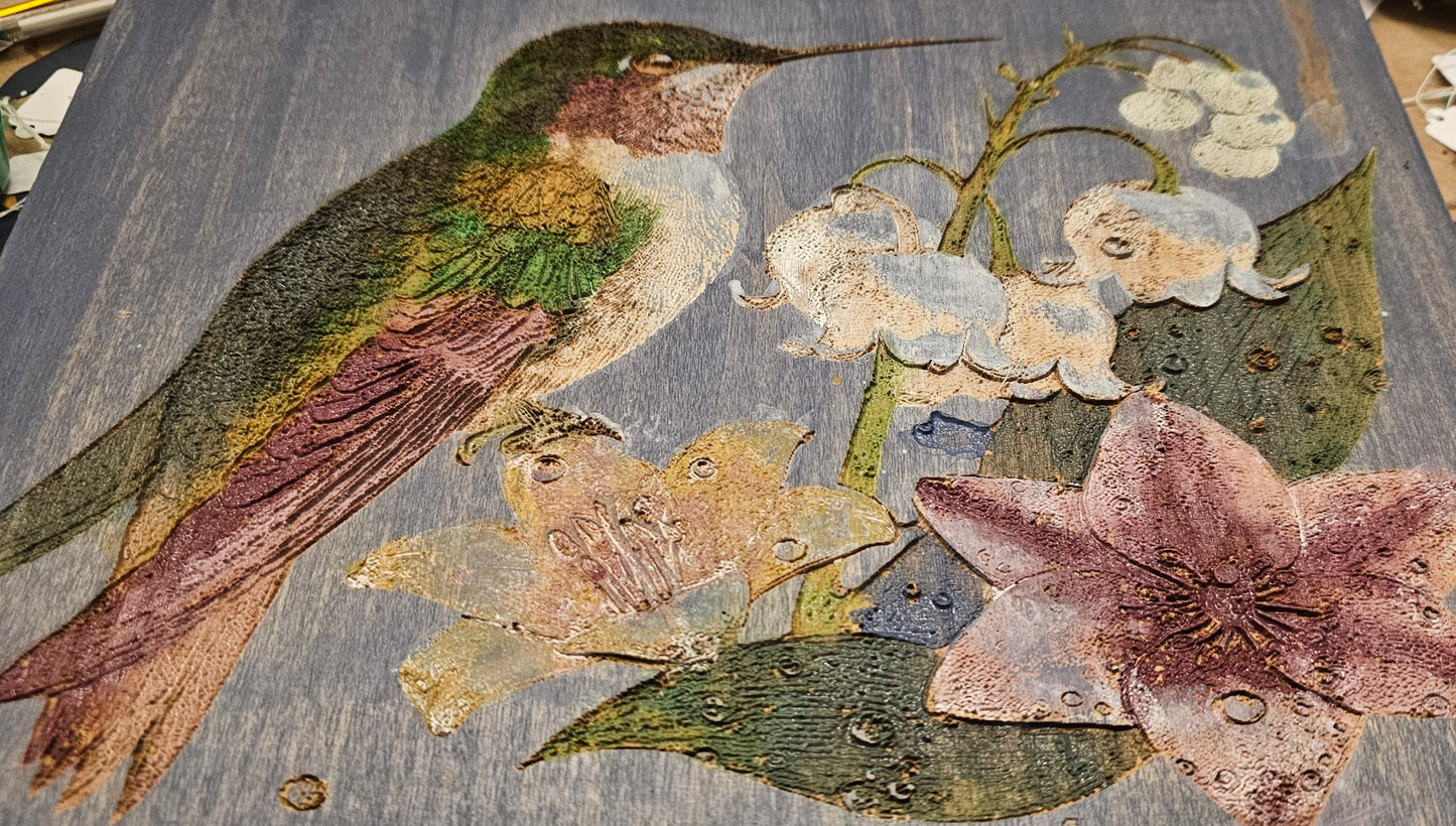 Custom Floral Arrangement Engraved art piece - personalized hand painted with