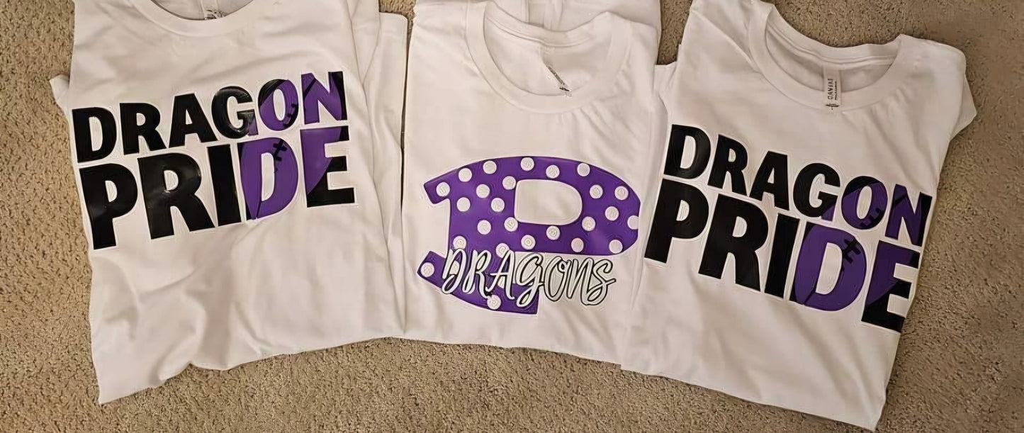 Dragons Pride Tee Shirt on Bella Canvas Shirts, 11 Design Options