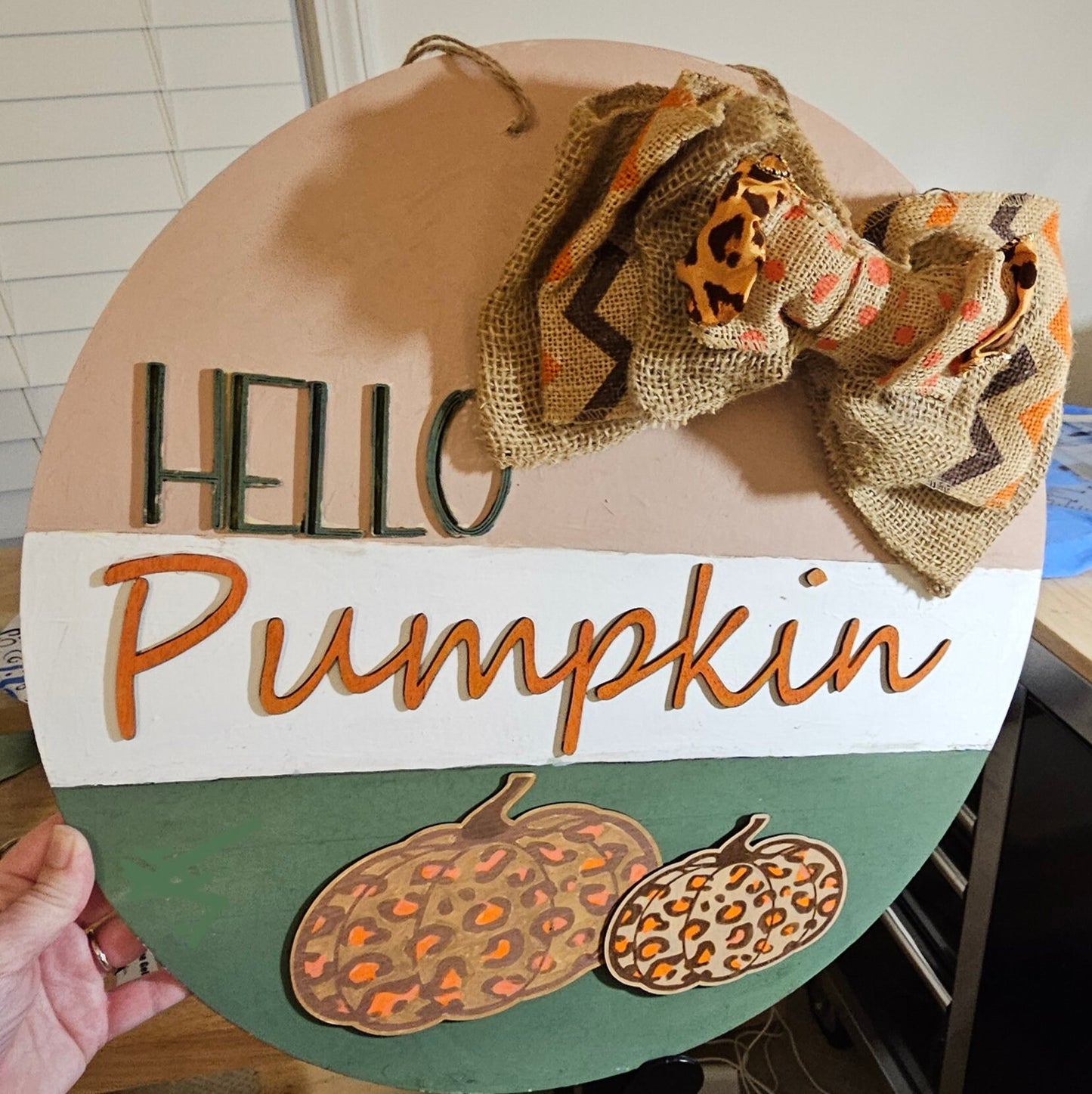 Hello Pumpkin Fall Welcome 18 inch Sign Door Hanger Fall Porch Decor Autumn Harvest Welcome