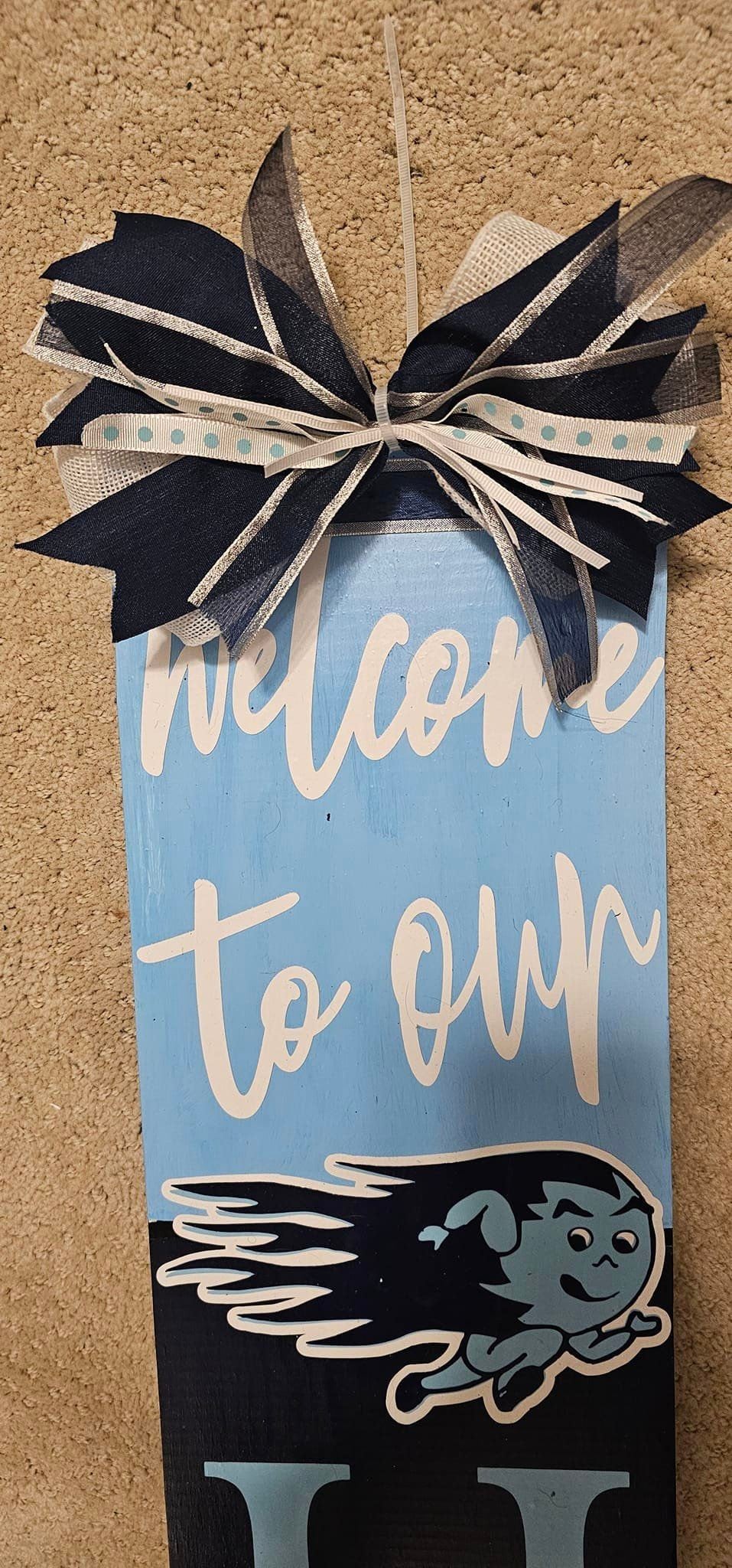 Custom Welcome Sign, 8 inch or 10 inch wide Custom sign with School Mascot, Business logo, favorite Sports Teams