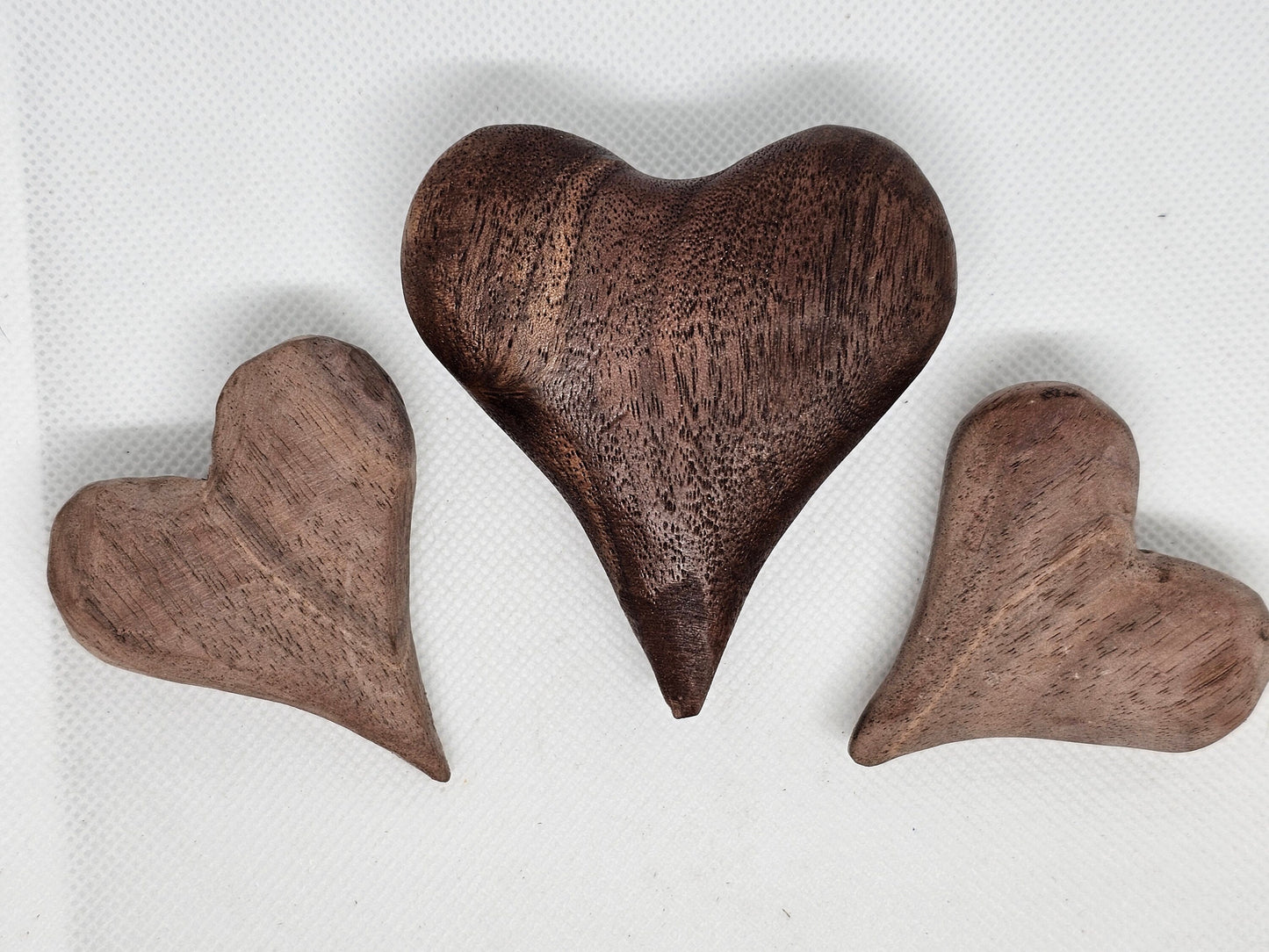 Personalized Solid Wood Hearts, Engraved Initals in Walnut , perfect couples gift, anniversary gift