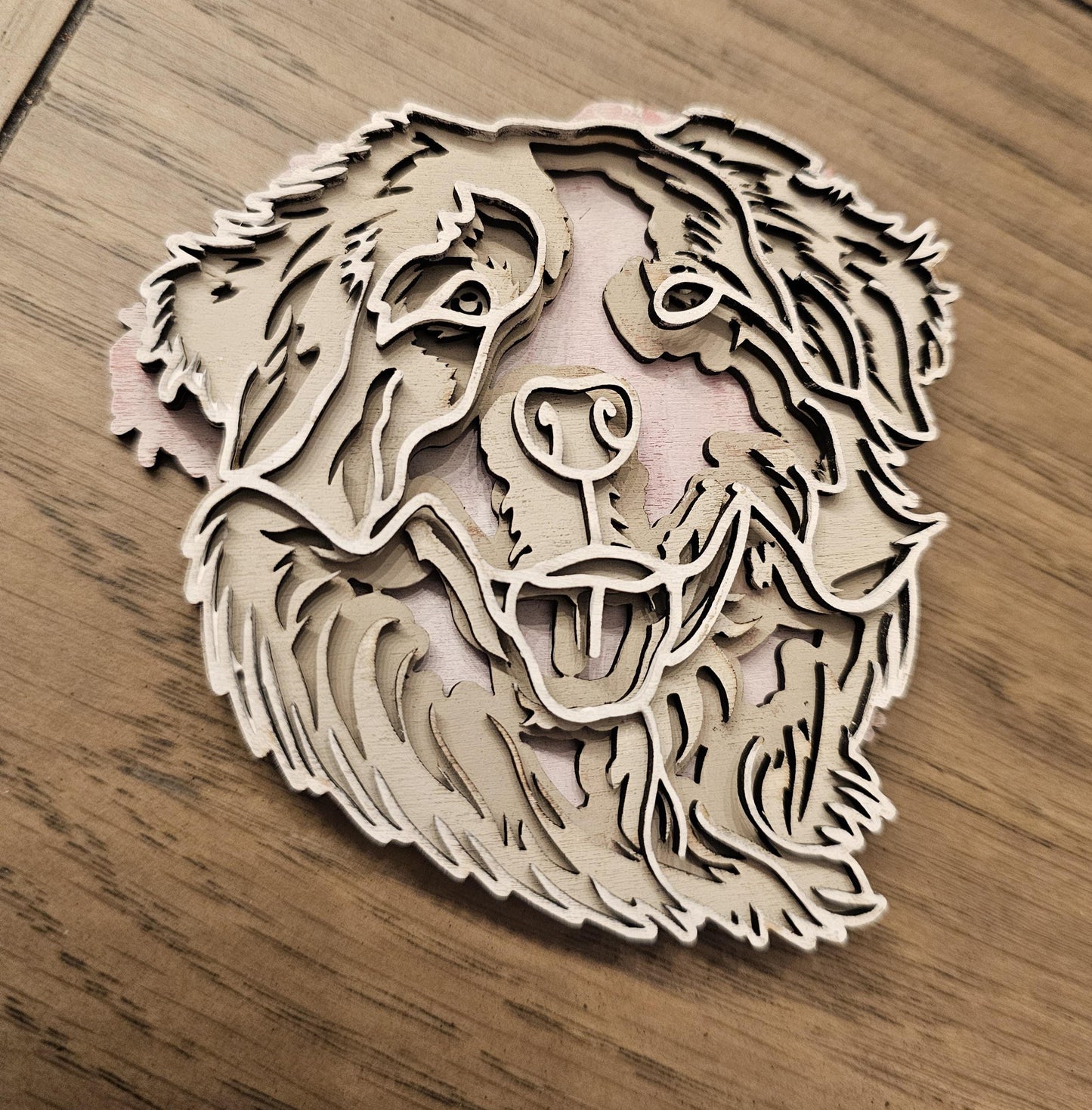 Layered Dog Christmas Ornaments, Custom 3D Layered Dog Head ornaments or accent piece, 3x5 in or 4x6 wooden ornaments
