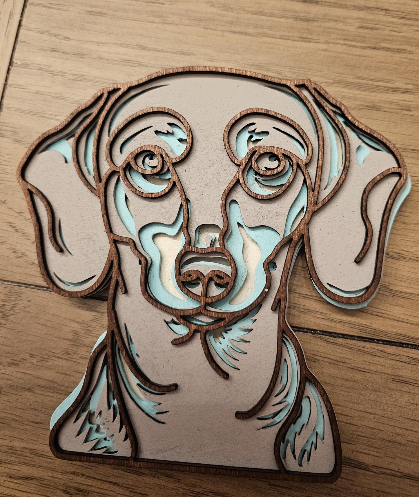 Layered Dog Christmas Ornaments, Custom 3D Layered Dog Head ornaments or accent piece, 3x5 in or 4x6 wooden ornaments