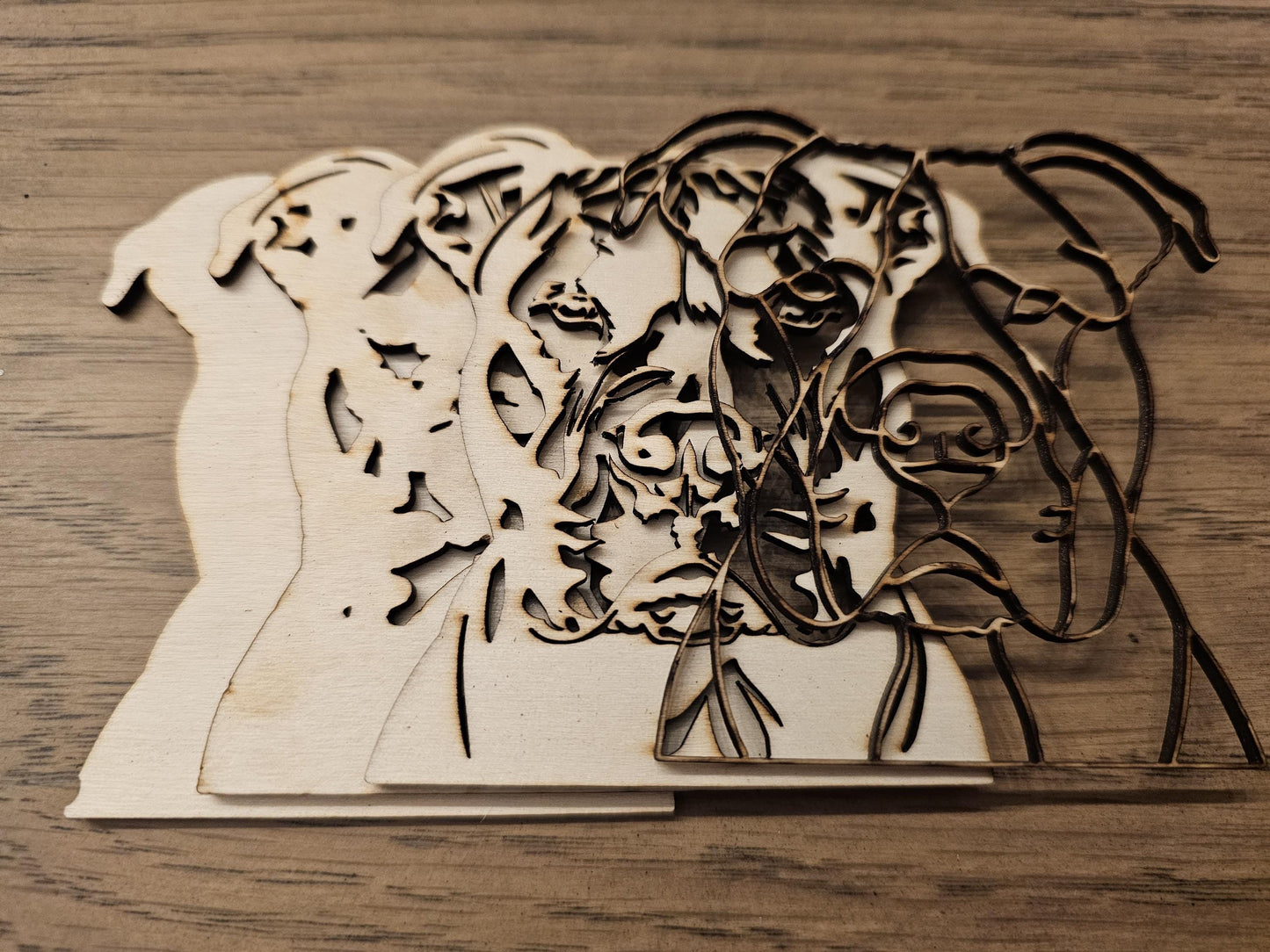 Layered Dog Christmas Ornaments, Custom 3D Layered Dog Head ornaments or accent piece, 3x5 in or 4x6 wooden ornaments
