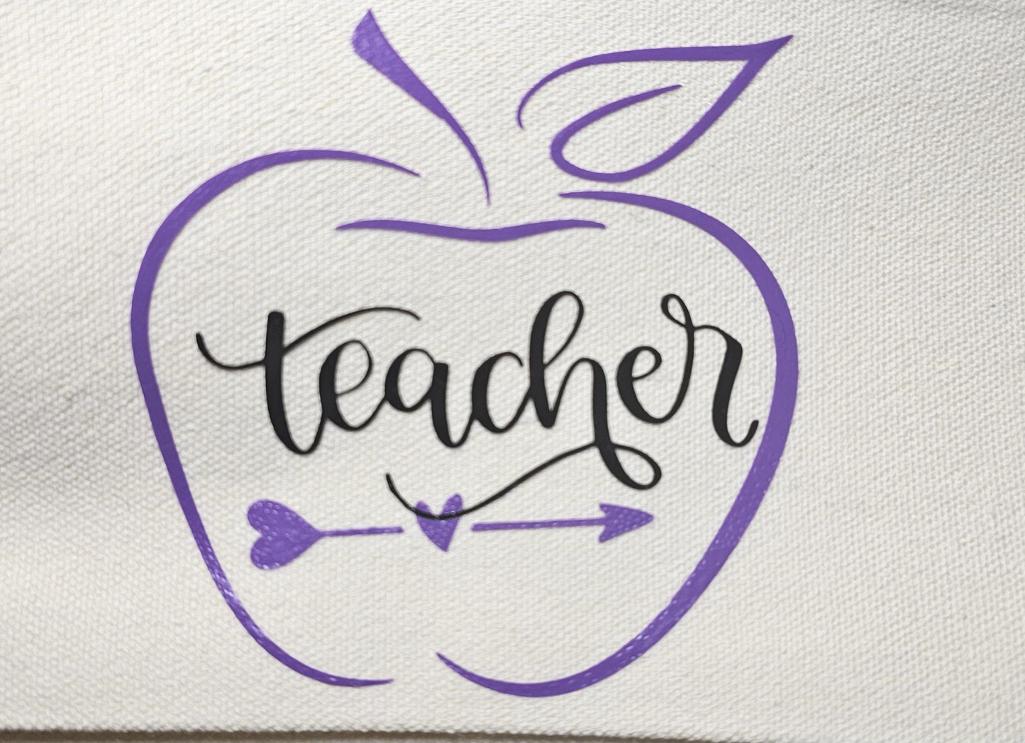 Teacher Pencil Case, Canvas, Teacher Pencil Pouch, Teacher Toiletry Bag, Teacher Gift,