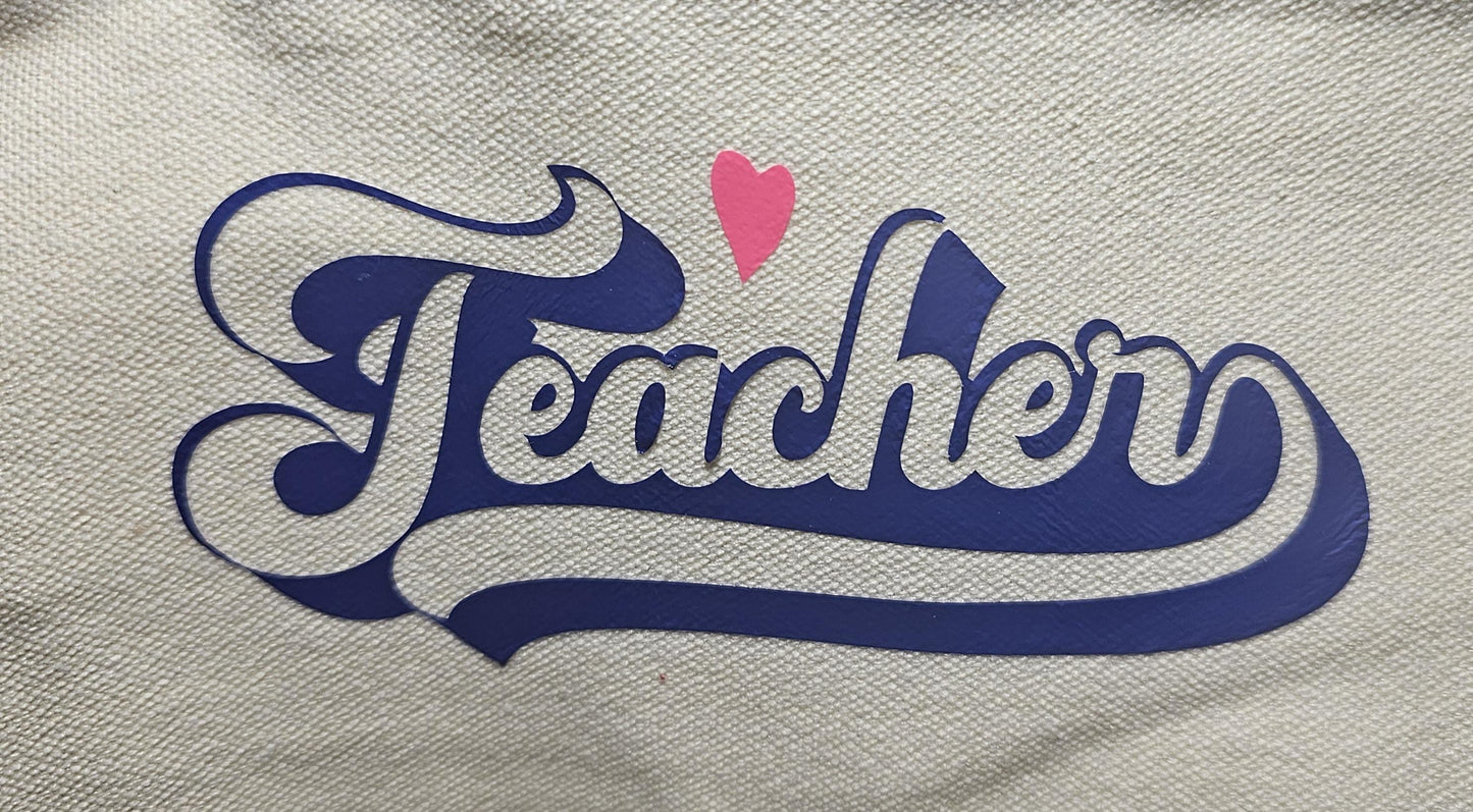 Teacher Pencil Case, Canvas, Teacher Pencil Pouch, Teacher Toiletry Bag, Teacher Gift,