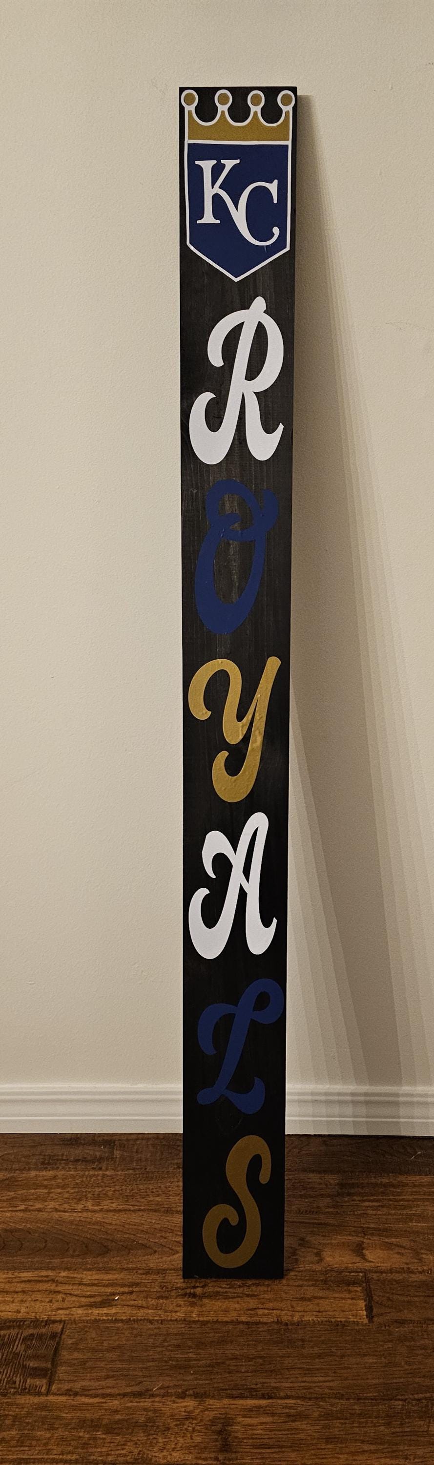 Two sided KC Chiefs and Kansas City Royals Porch Welcome Sign Leaner 6 Design Options for Chiefs and 3 for Royals