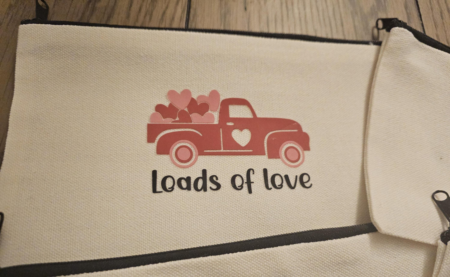 Valentine's Day Canvas Zipper Pouch, Valentine's Pencil Pouch, Valentine's Day Toiletry Bag, Valentine's Day gift