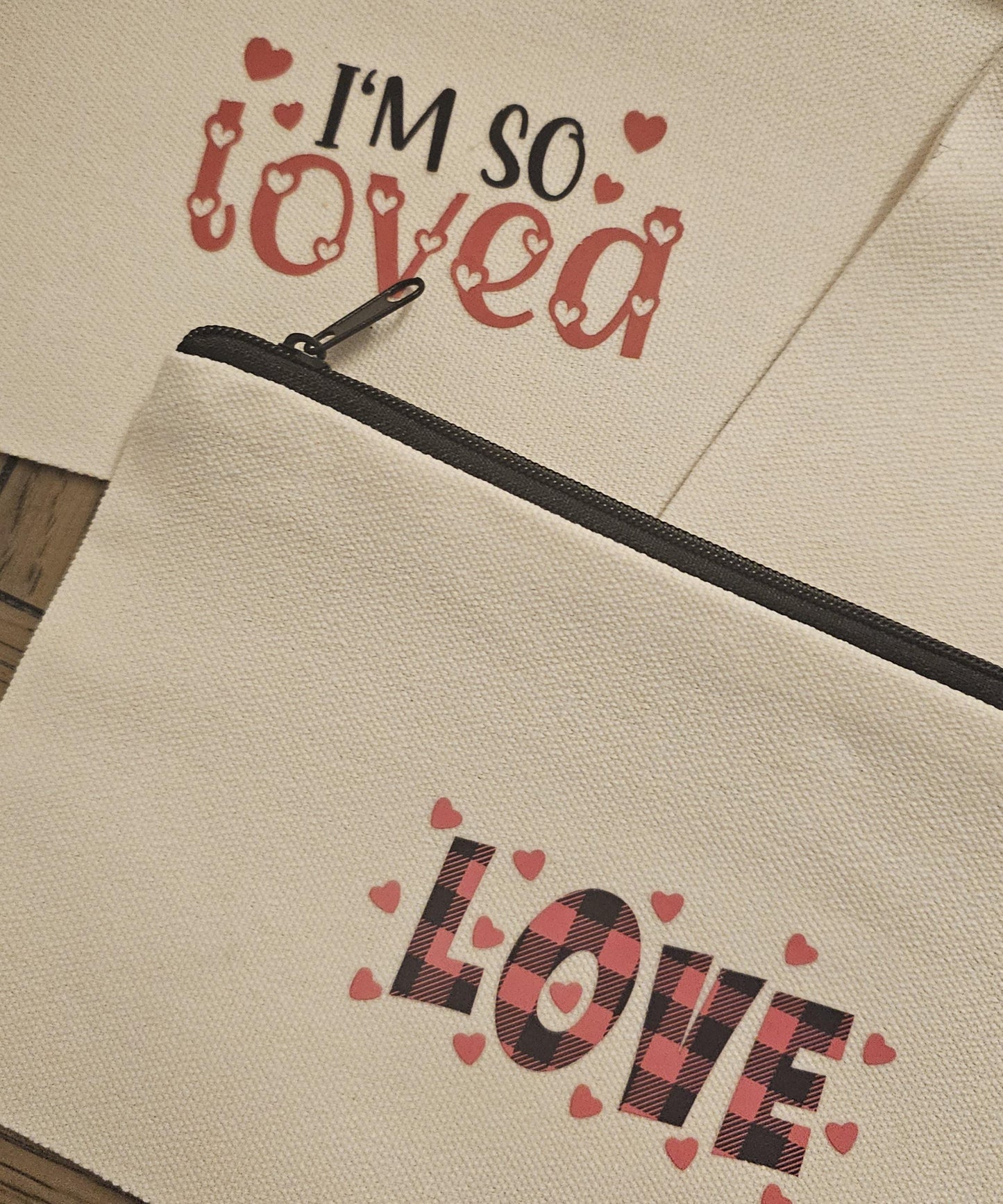 Valentine's Day Canvas Zipper Pouch, Valentine's Pencil Pouch, Valentine's Day Toiletry Bag, Valentine's Day gift