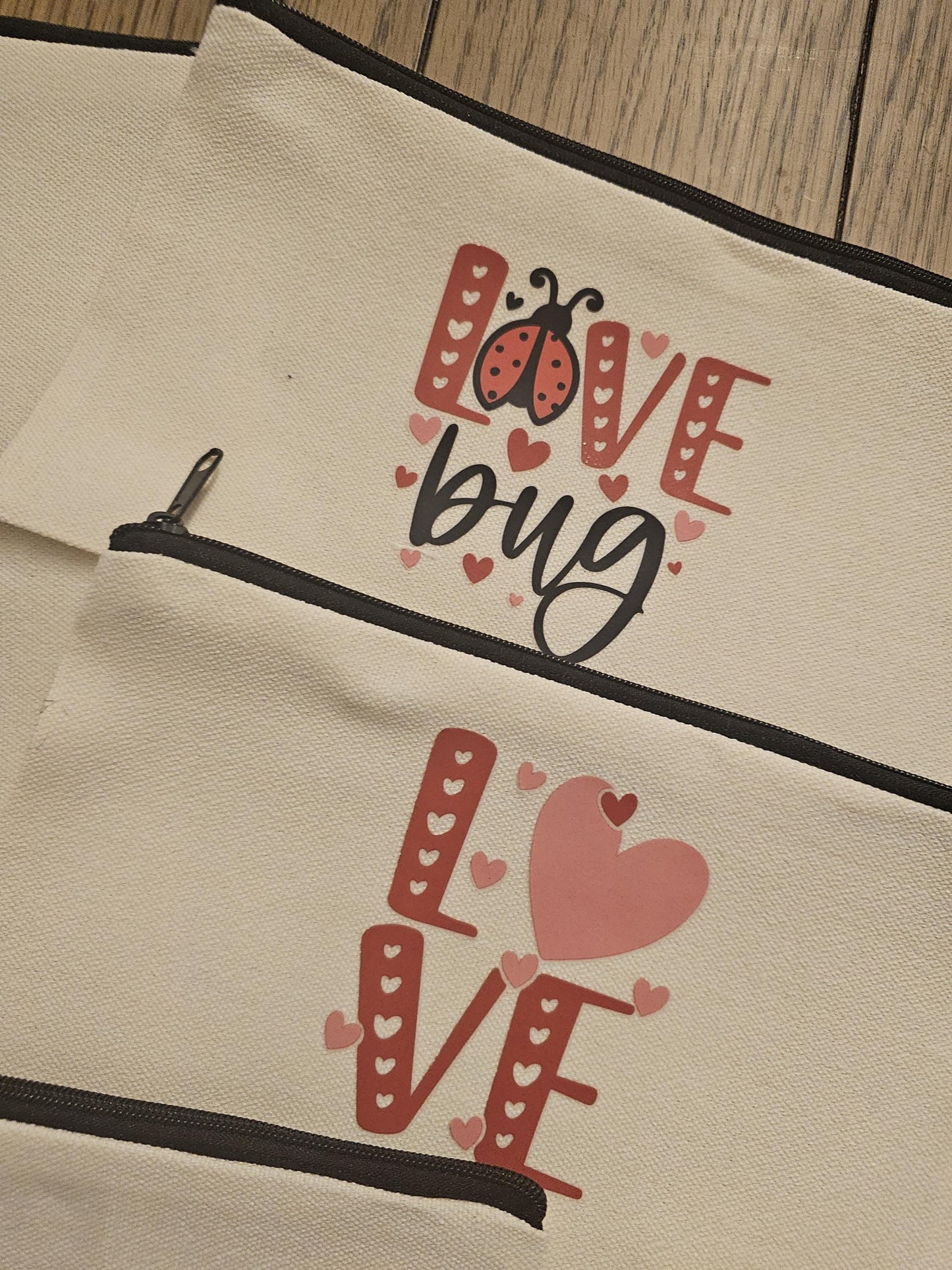 Valentine's Day Canvas Zipper Pouch, Valentine's Pencil Pouch, Valentine's Day Toiletry Bag, Valentine's Day gift