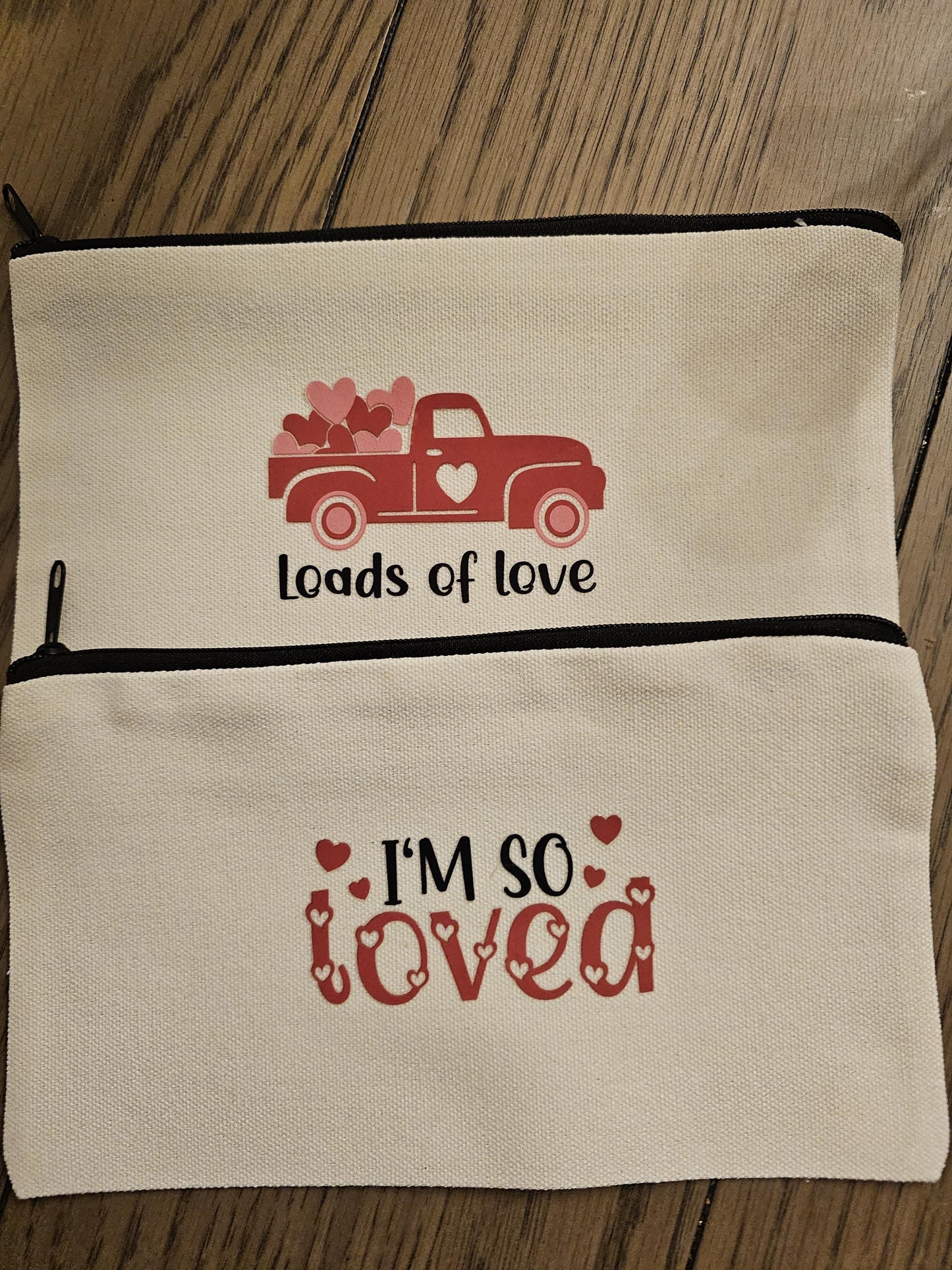 Valentine's Day Canvas Zipper Pouch, Valentine's Pencil Pouch, Valentine's Day Toiletry Bag, Valentine's Day gift