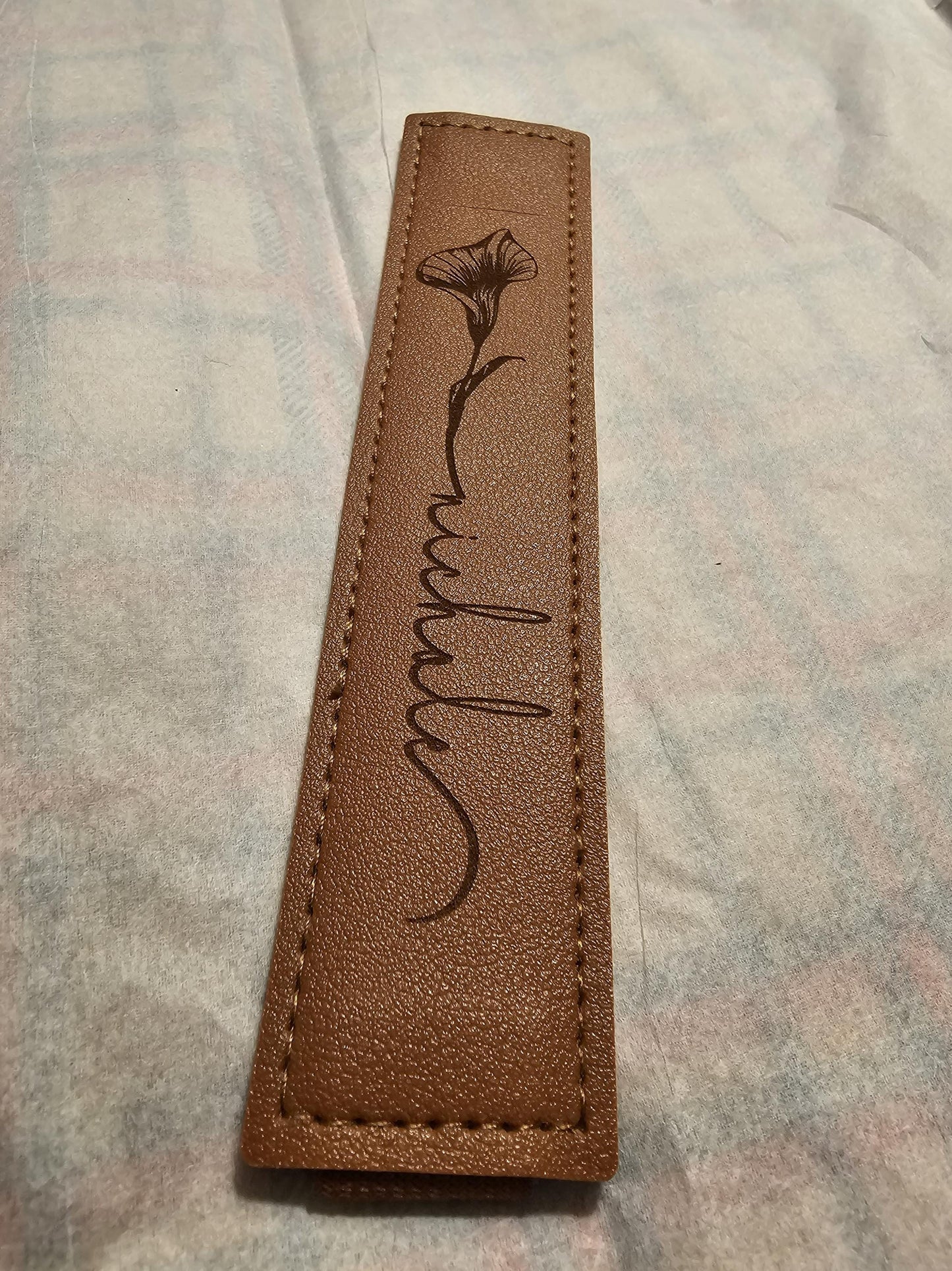 Stylus Holder, Pen Holder, Chic Personalized Faux Leather with elastic band to go around any ipad tablet, teacher gift, coworker gift