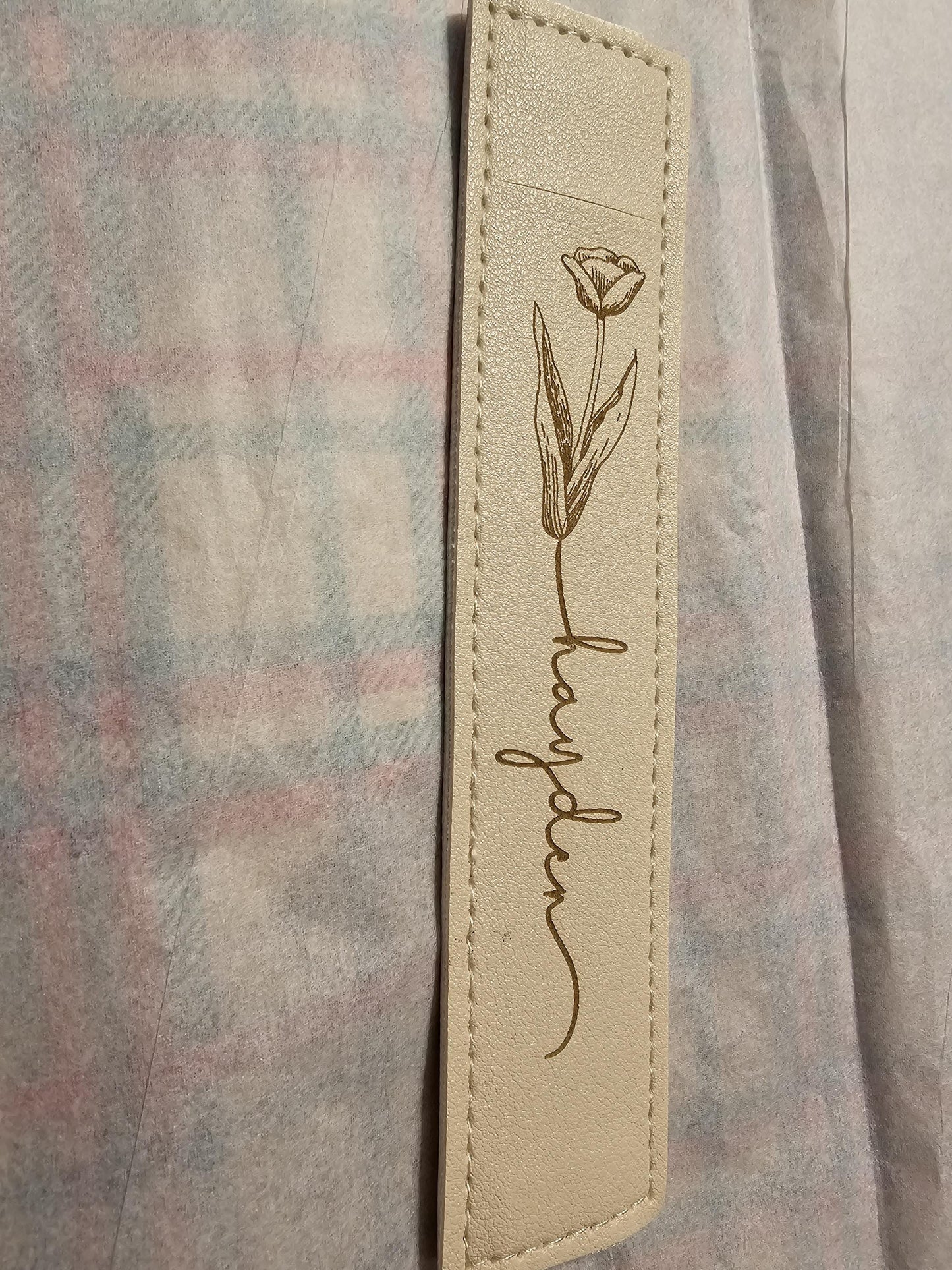 Stylus Holder, Pen Holder, Chic Personalized Faux Leather with elastic band to go around any ipad tablet, teacher gift, coworker gift