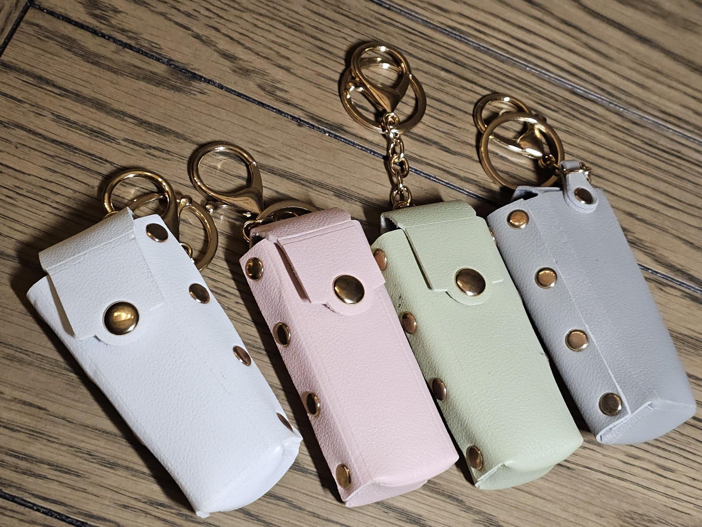 Personalized Faux Leather Lighter Holder Keychain with Chapstick & Lipstick Case Custom Gift for Smokers and Makeup Lovers