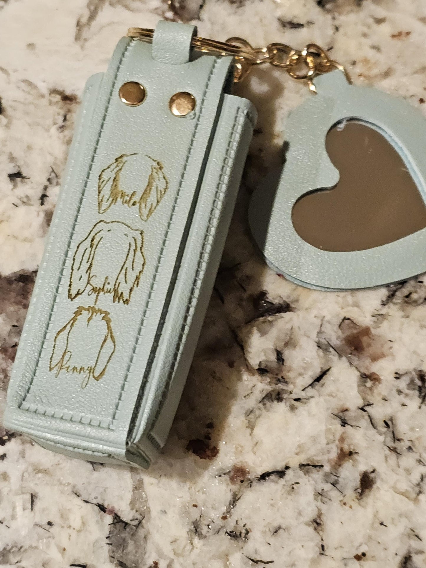 Personalized Faux Leather Lighter Holder Keychain with Chapstick & Lipstick Case Custom Gift for Smokers and Makeup Lovers