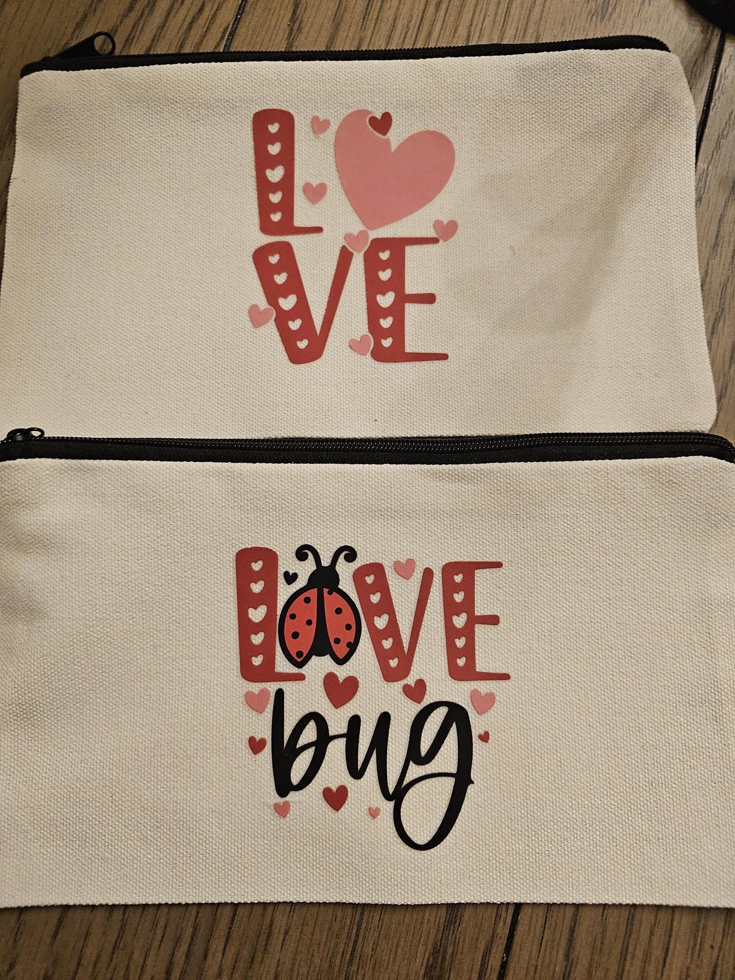 Valentine's Day Canvas Zipper Pouch, Valentine's Pencil Pouch, Valentine's Day Toiletry Bag, Valentine's Day gift