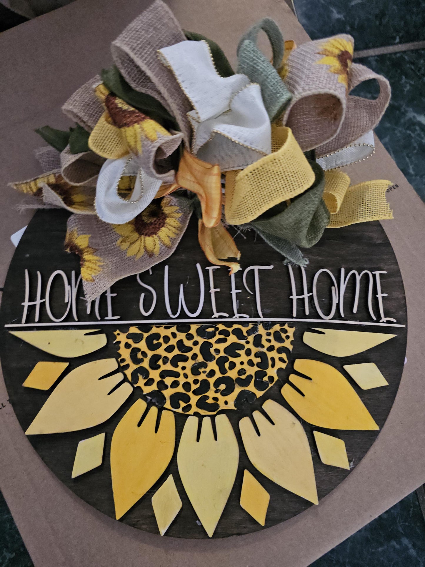 Vibrant Sunflower Wreath Door Hanger: Welcome Sign with 2 designs & 4 size