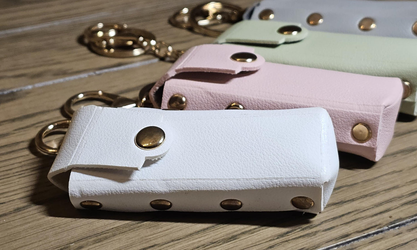 Personalized Faux Leather Lighter Holder Keychain with Chapstick & Lipstick Case Custom Gift for Smokers and Makeup Lovers